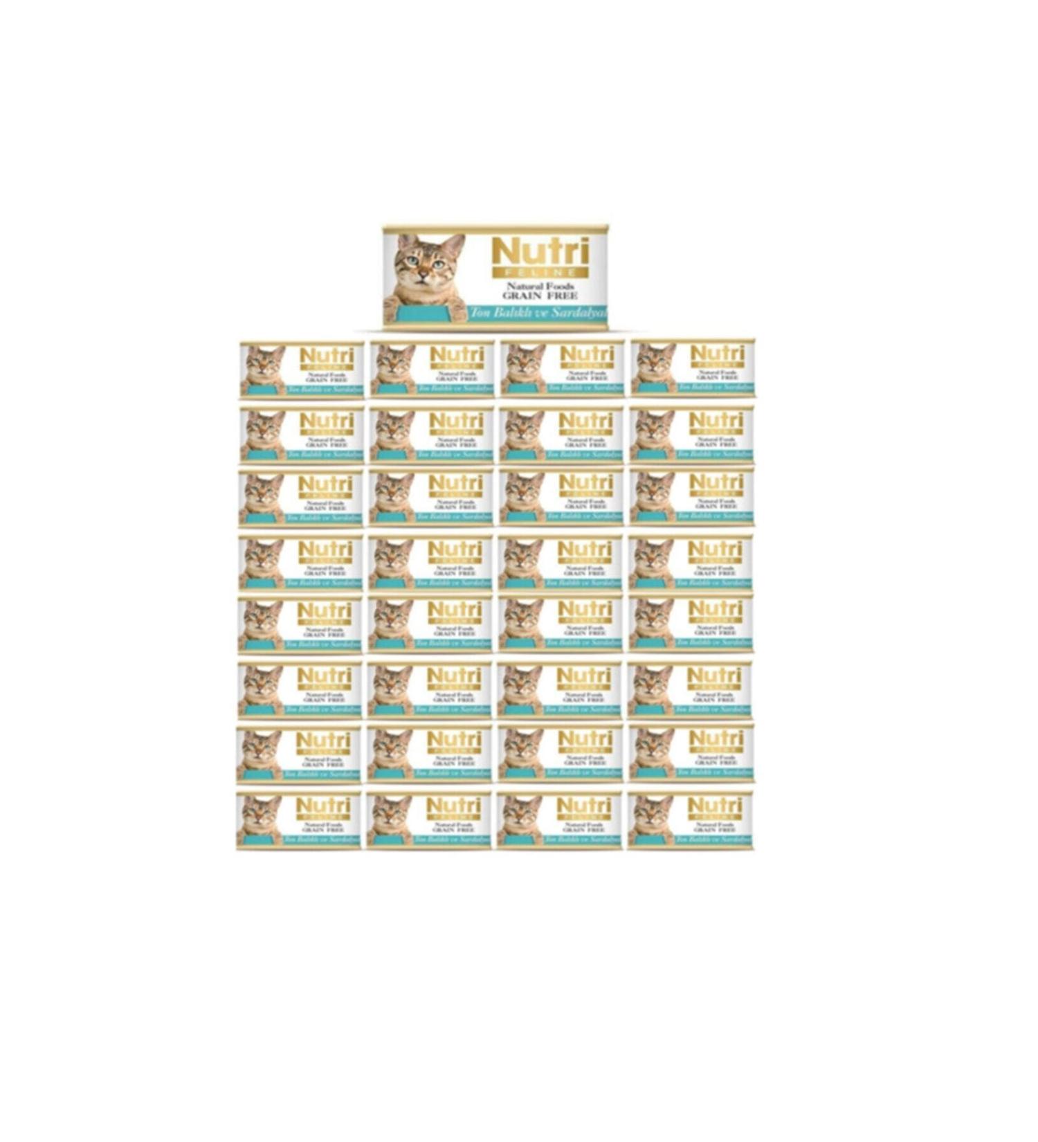 Nutri Feline Grain-Free Tuna Sardine Cat Canned Food 85 gr 32 Pieces