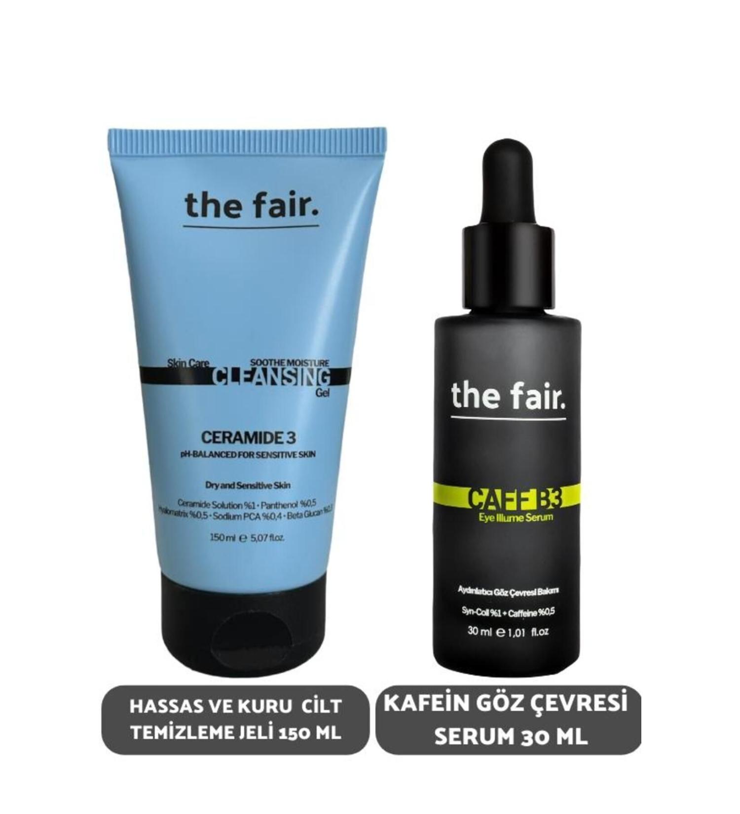 The Fair Sensitive and Dry Skin Cleansing Gel 150 ml and Caffeine Eye Contour Serum 30 ml - Buy Online on GoSupps.com
