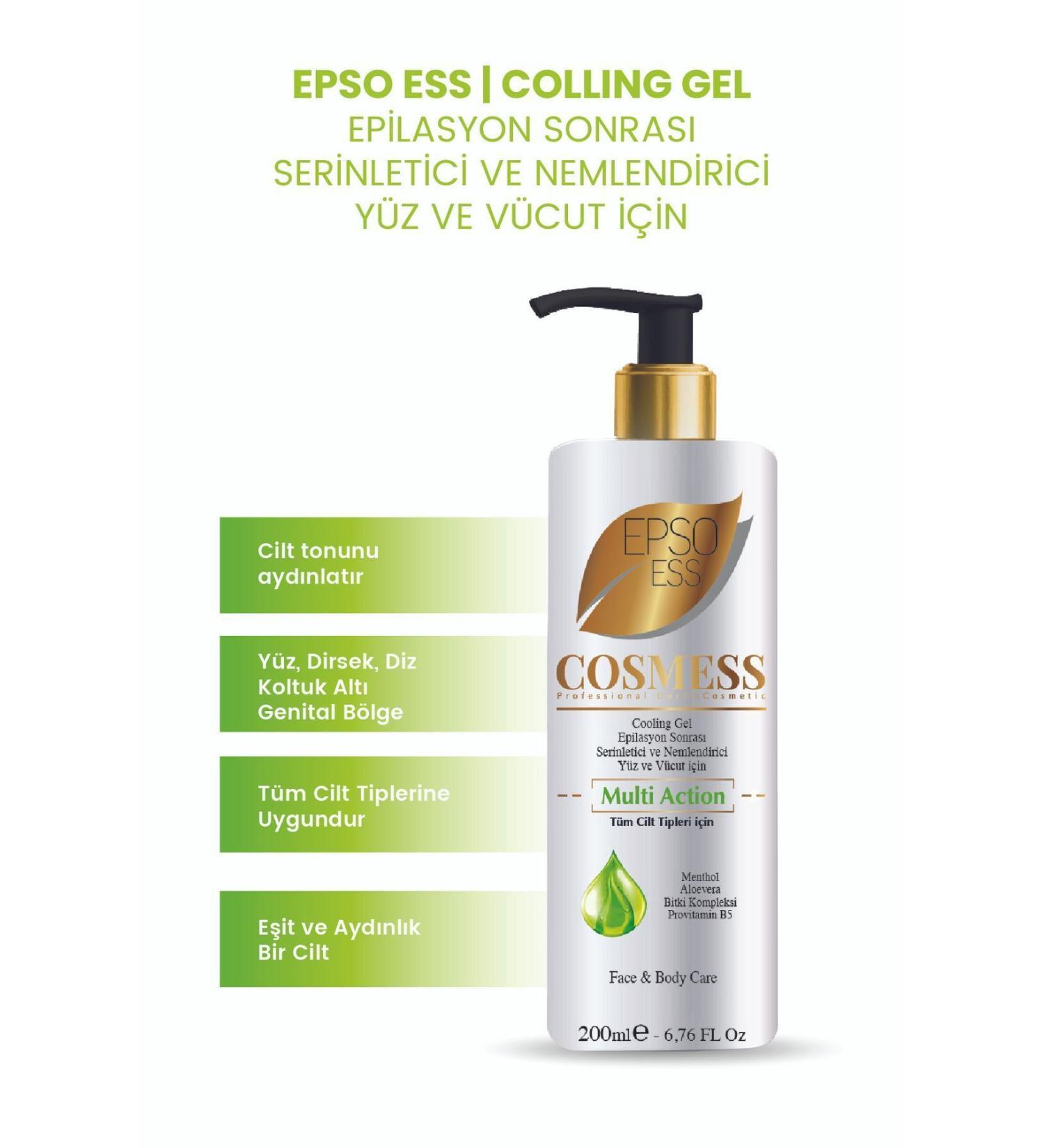 Cosmess Pre and Post Epilation Cooling and Moisturizing Gel 200 ml - Epsoess - Buy Online on GoSupps.com