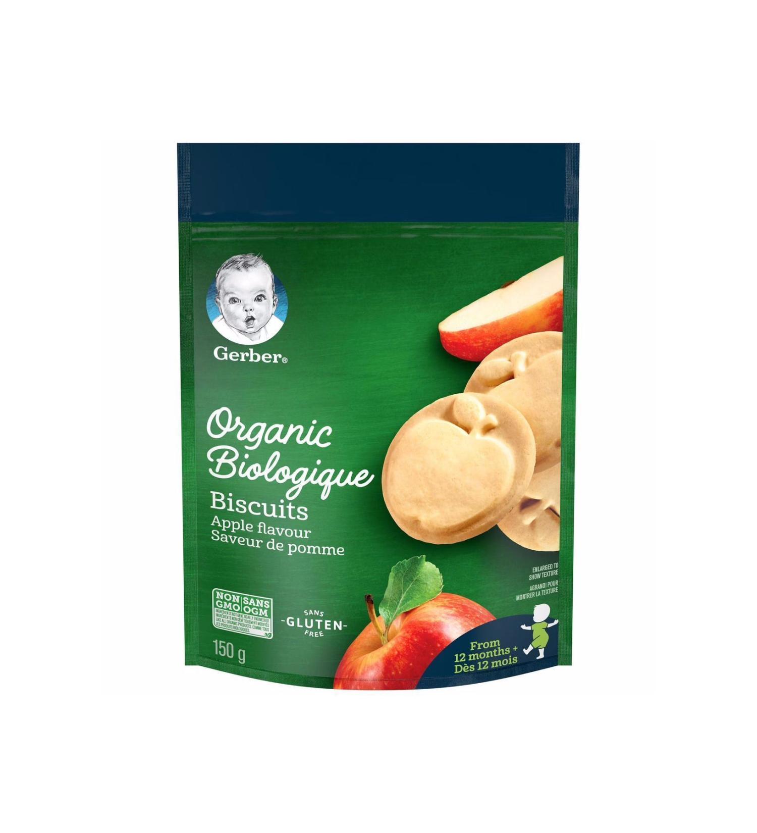 Gerber Organic Biscuits - Apple- Organic Baby Biscuits - Apple- 12 months + 150 grams - Buy Online on GoSupps.com