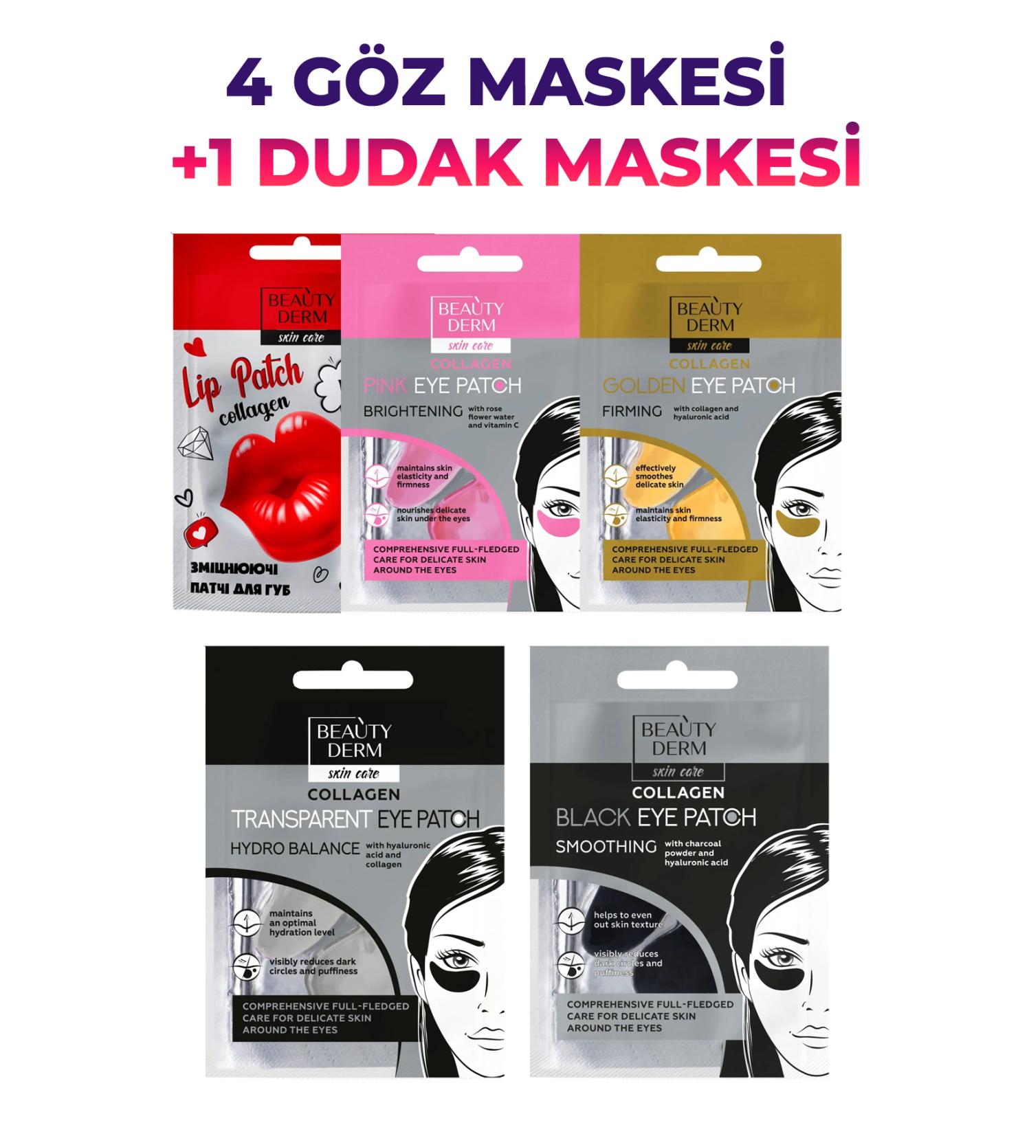 BEAUTY DERM Eye Mask Collagen 4 pcs + Lip Mask - Buy Online on GoSupps.com