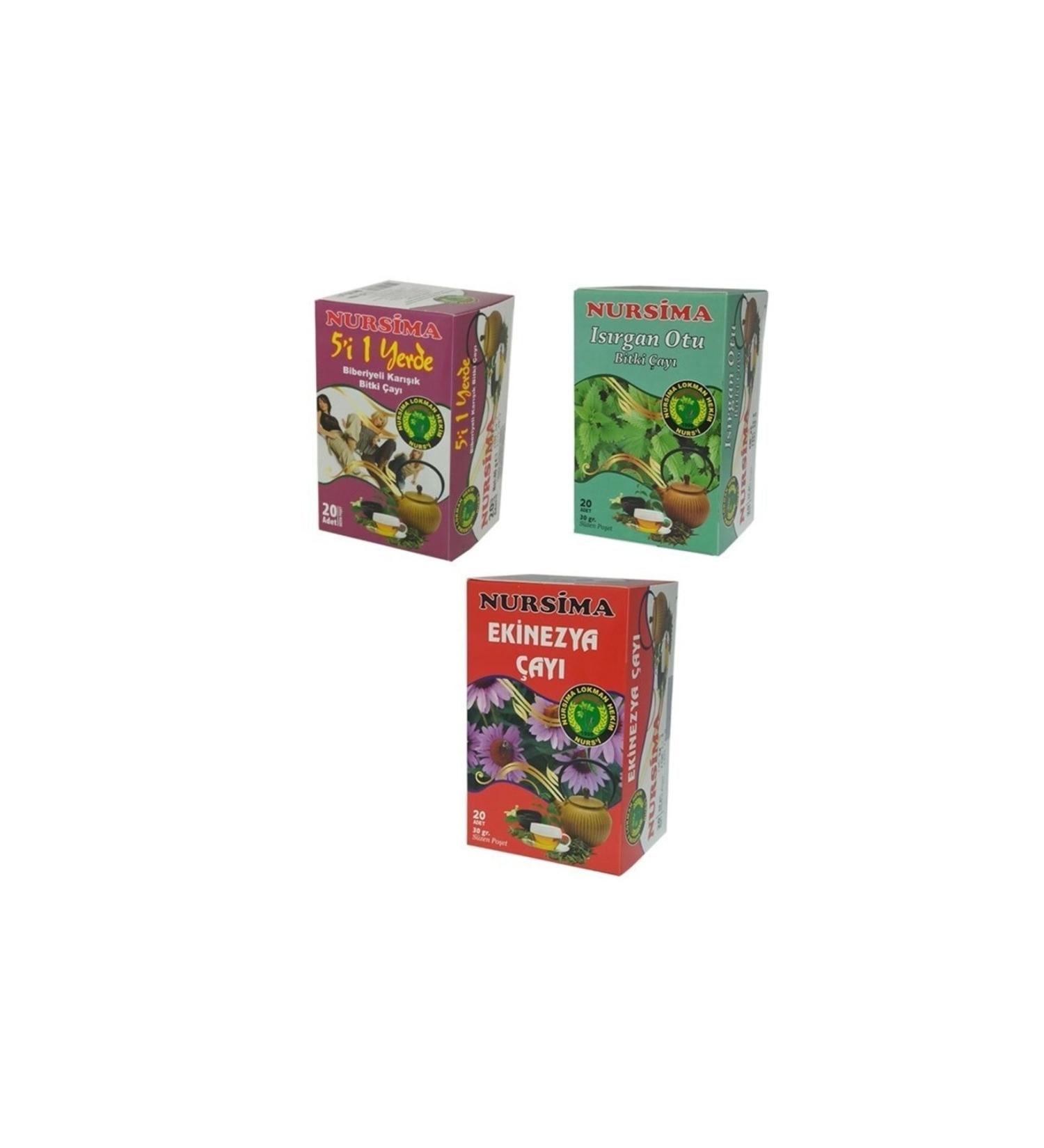 Nursima Echinacea Tea Herbal Tea Set 3 Pieces X 20 Pieces