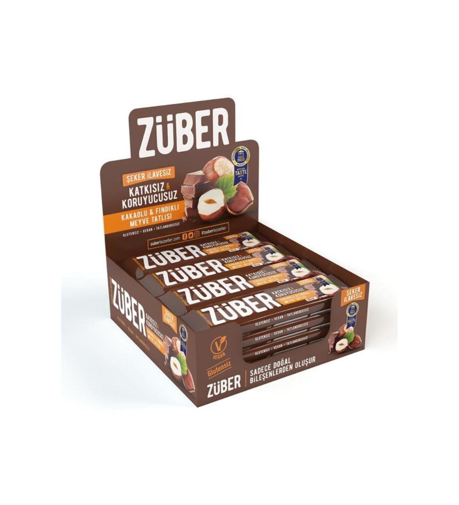 Zuber Fruit Bar Hazelnut and Cocoa 40g X 12 Pieces - Buy Online on GoSupps.com