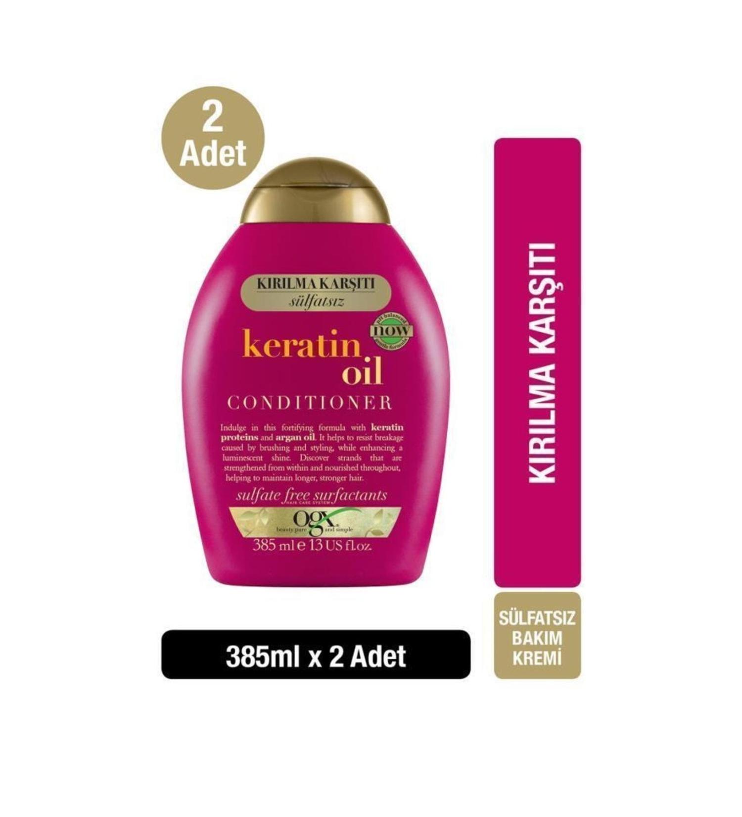 OGX Anti-Breakage Keratin Oil Sulfate-Free Hair Care Cream 385 ml X2