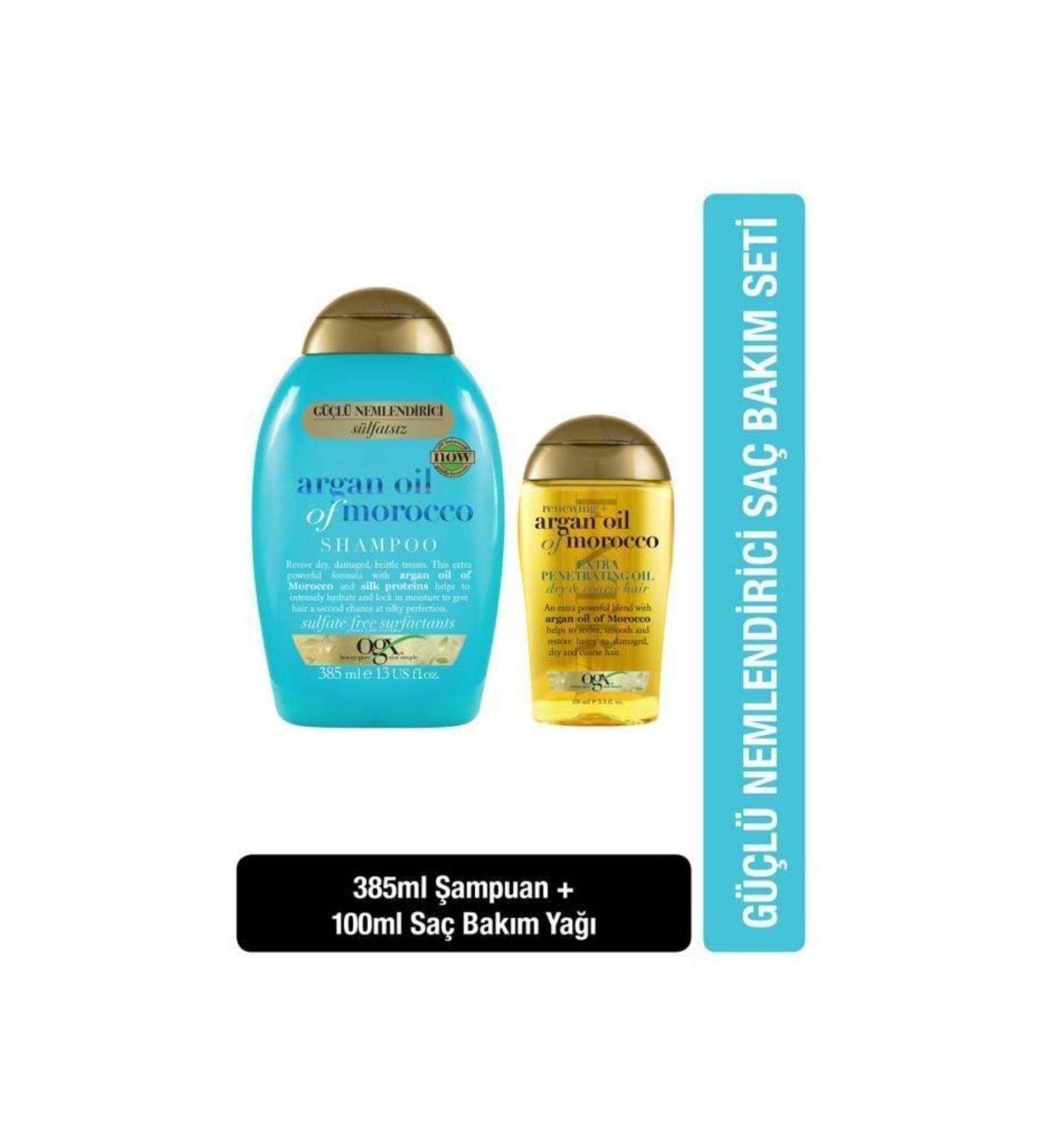OGX Argan Oil Of Morocco Sulfate Free Shampoo 385 ml Oil 100 ml - Buy Online on GoSupps.com