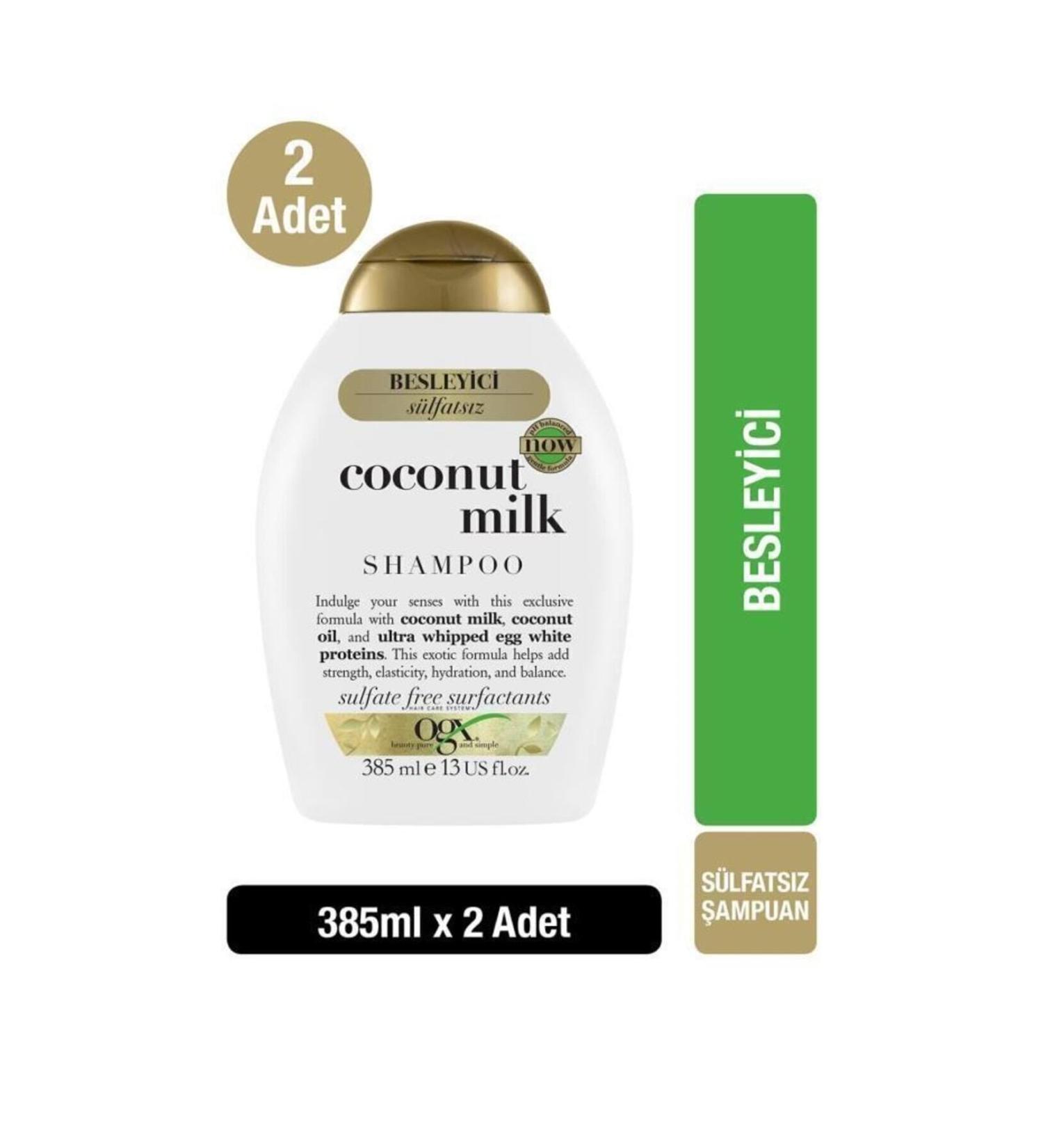 OGX Nourishing Coconut Milk Sulfate-Free Shampoo 385 ml X 2 Pieces