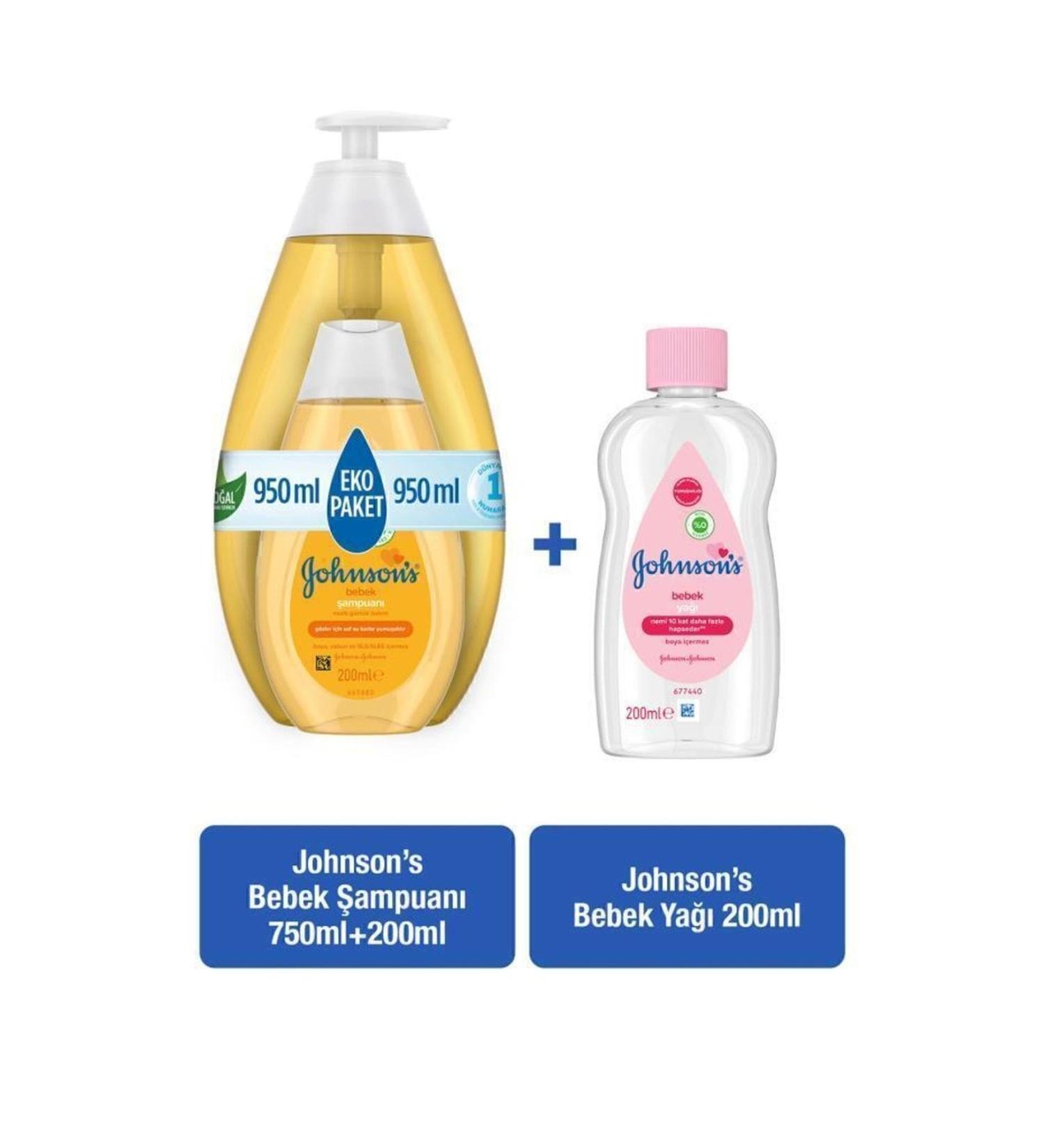 Johnson's Baby Shampoo 750 Ml + Baby Shampoo 200 Ml + Baby Oil 200 Ml