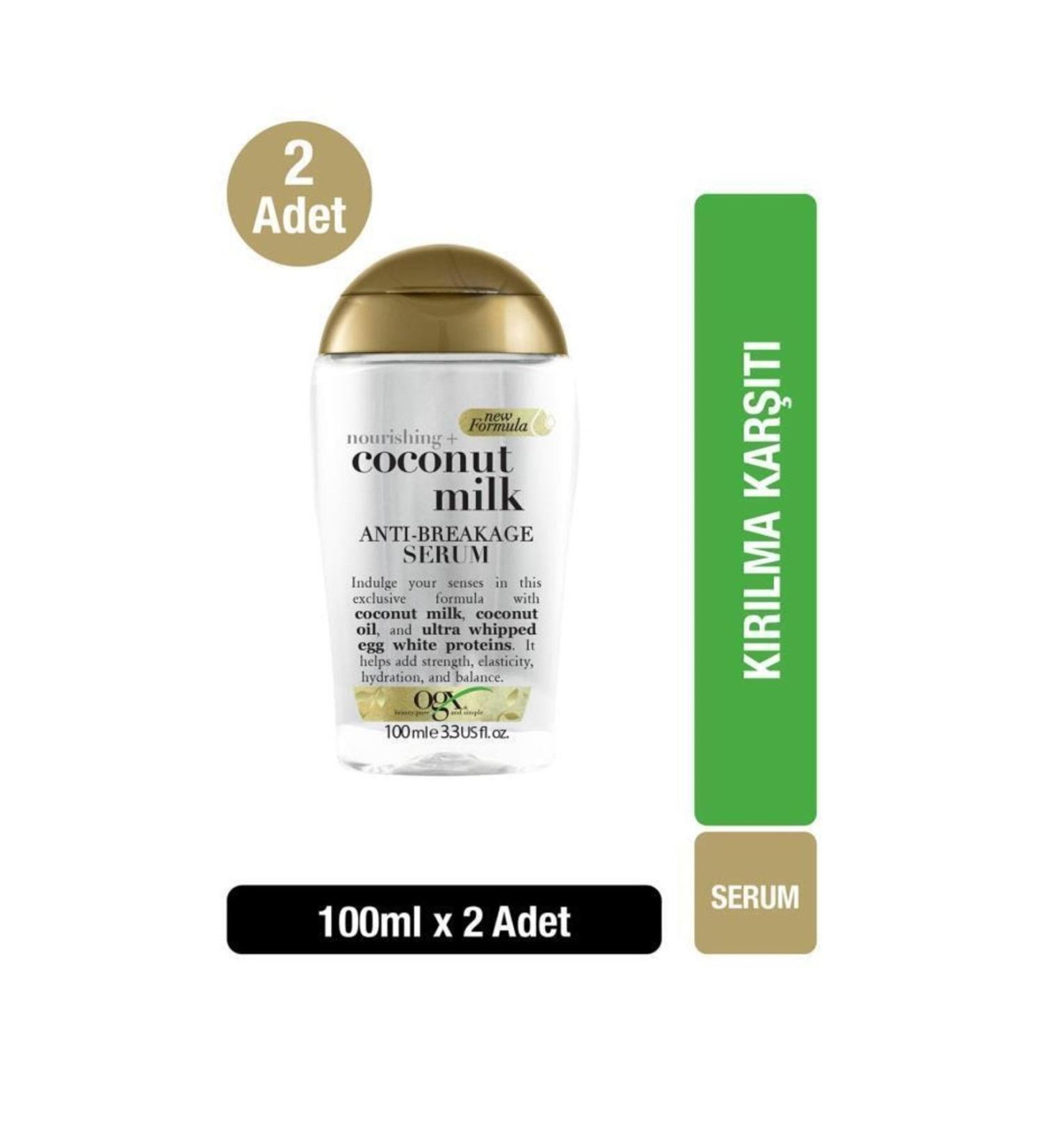 OGX Nourishing and Anti-Breakage Sulfate-Free Coconut Milk Serum 100 ml X2