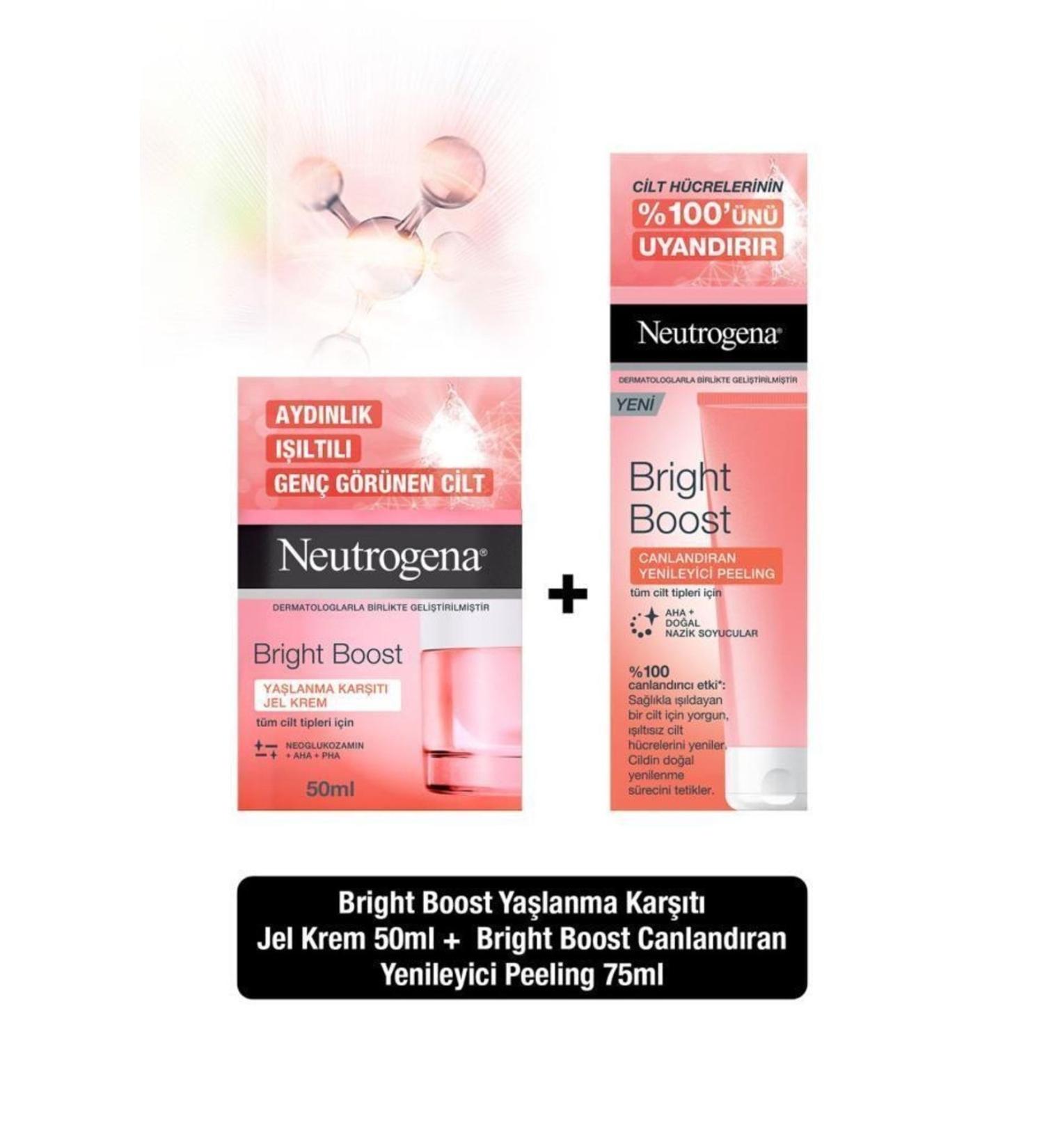 Neutrogena Bright Boost Moisturizing Gel Cream 50 ml Revitalizing Renewing Peeling Gel 75 ml