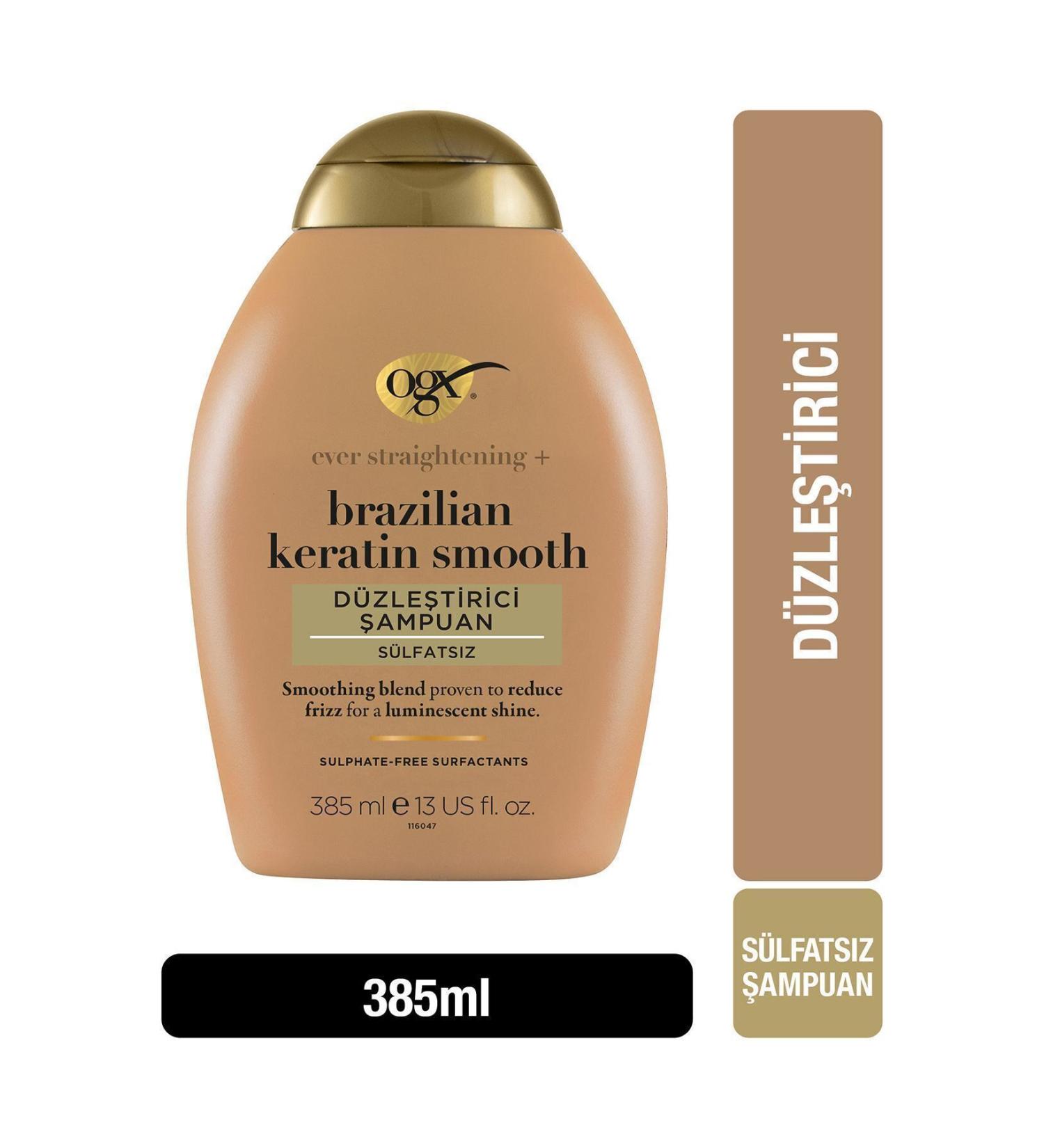OGX Straightening Brazilian Keratin Smooth Sulfate-Free Shampoo 385 ml - Buy Online on GoSupps.com