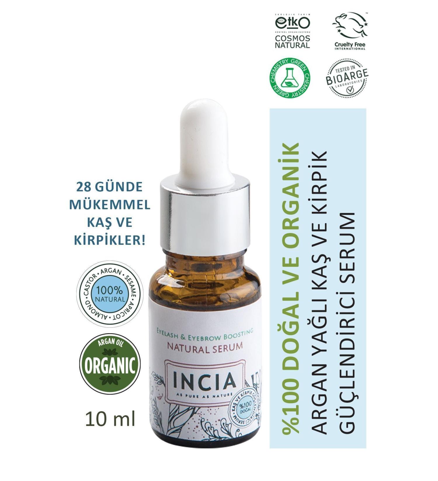 INCIA 0 Natural Eyebrow and Eyelash Strengthening Serum Herbal Thickening Intensive Care Oil Vegan 10 ml