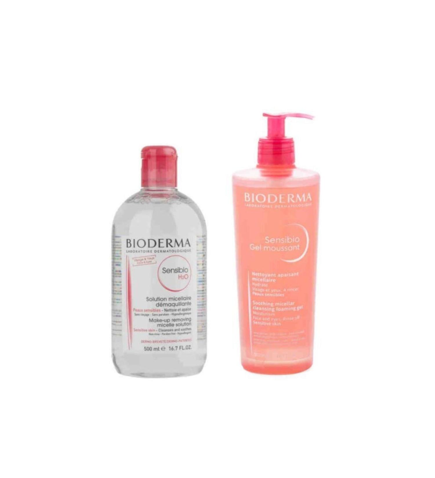 Bioderma Sensibio Foaming Gel 500 ml & Sensibio H2o 500 ml