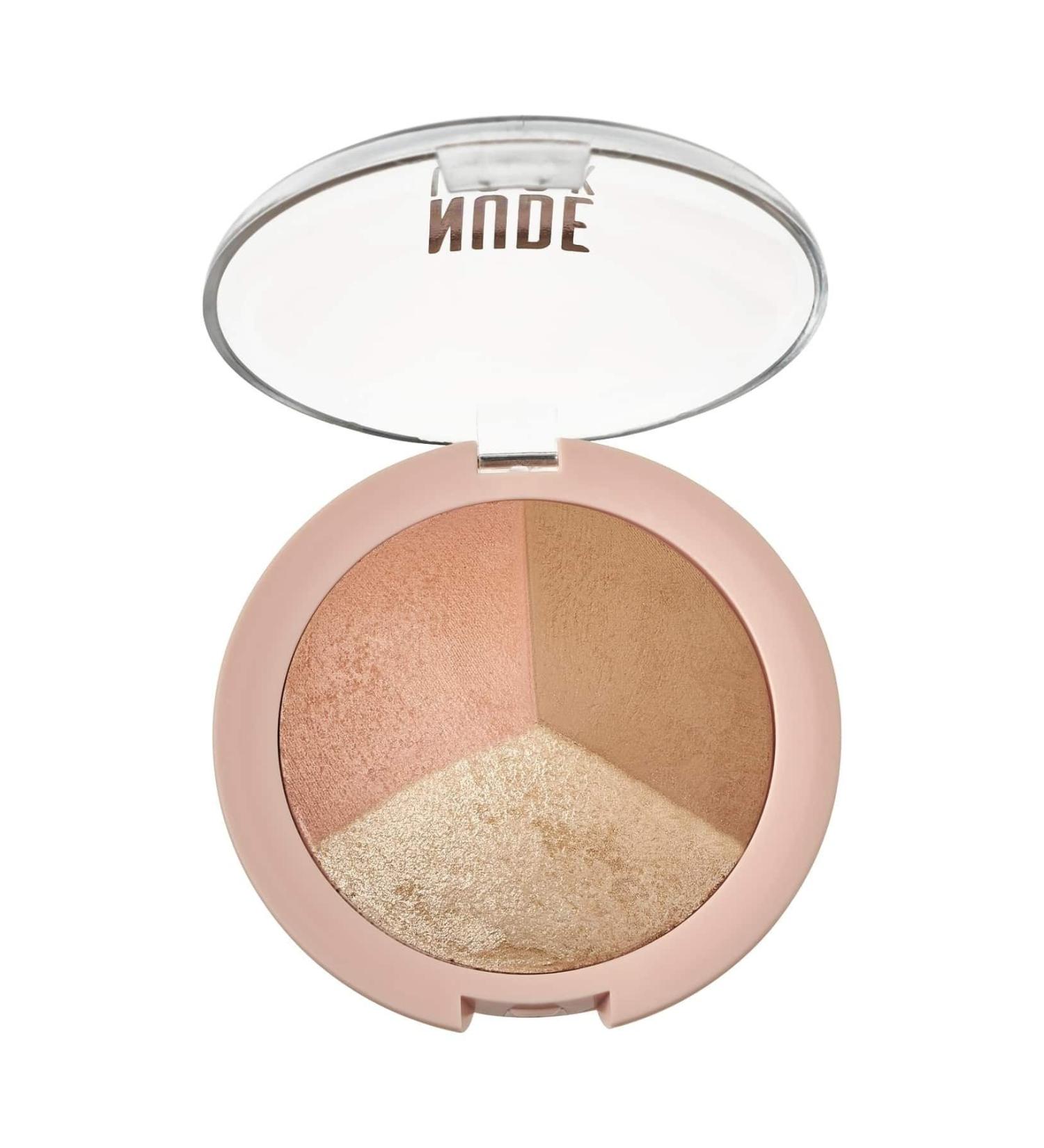 Golden Rose Nude Look Baked Trio Face Powder - Blush Bronzer Illuminator - Buy Online on GoSupps.com