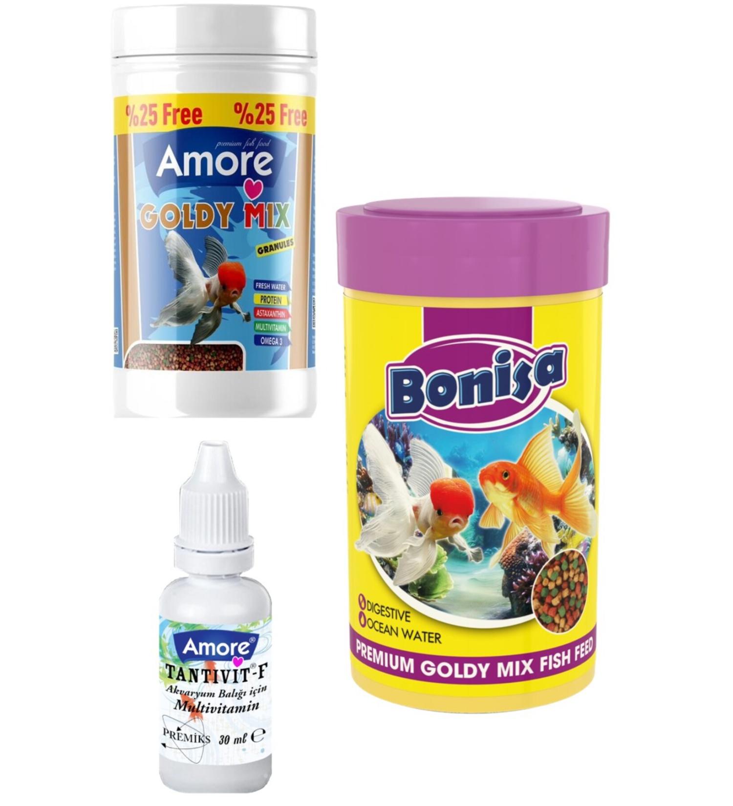 AMORE Gold Fish Mix Granules 125ml 250ml Bonisa Mixed Granules Goldfish Food Multivitamin