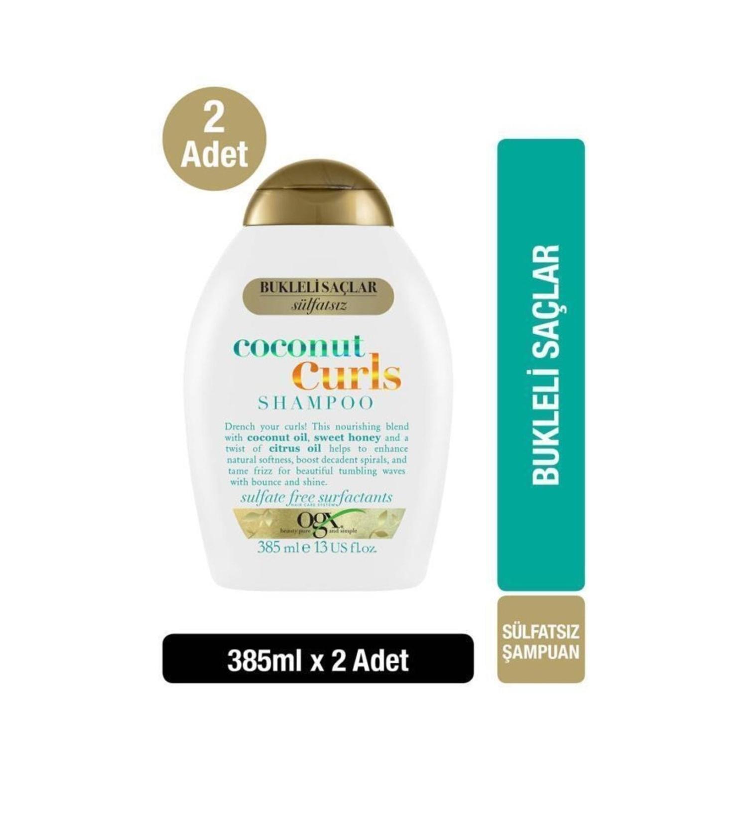 OGX Moisturizing Coconut Curls Sulfate-Free Shampoo for Curly Hair 385 ml X 2 Pieces