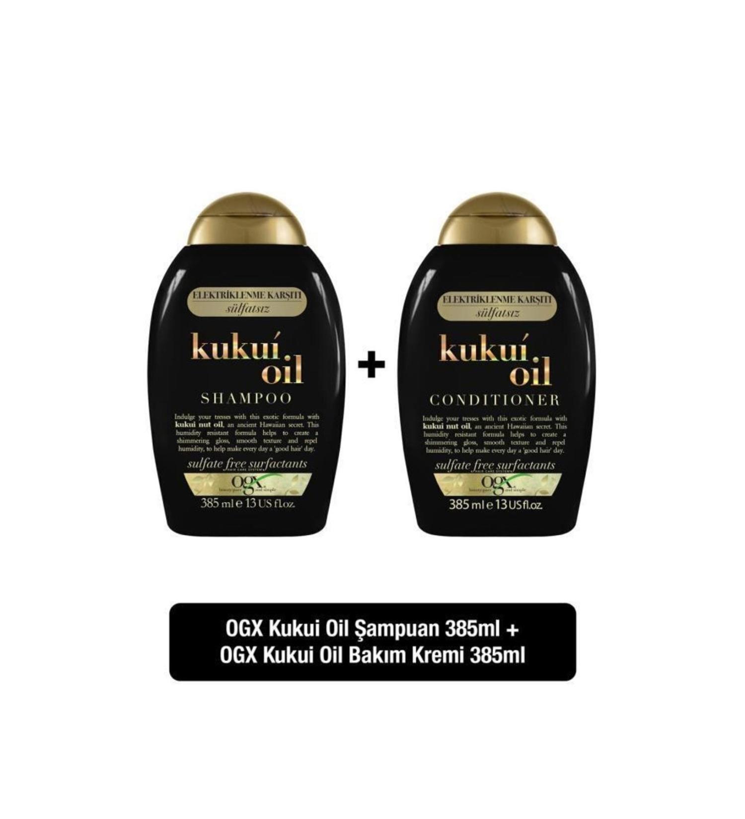 OGX Moisturizing & Anti-Frizz Kukui Oil Sulfate-Free Shampoo 385 ml Care Cream 385 ml - Buy Online on GoSupps.com