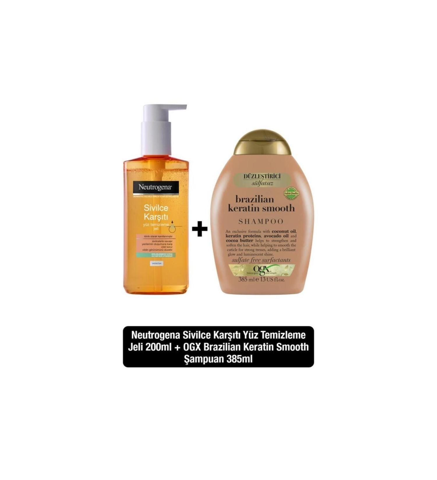 Neutrogena Anti-Acne Daily Facial Cleansing Gel 200 ml Ogx Sulfate-Free Shampoo Keratin Smooth 3