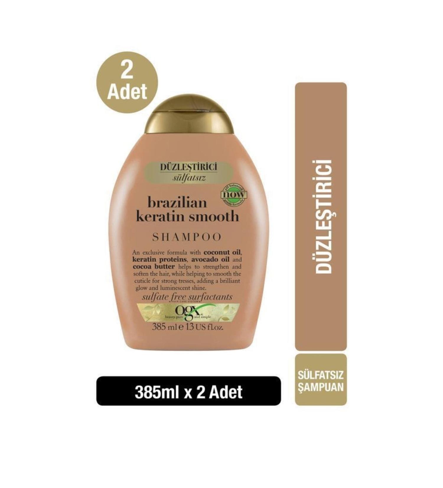OGX Brazilian Keratin Smooth Straightening Effective Sulfate-Free Shampoo 385 ml 2 Li