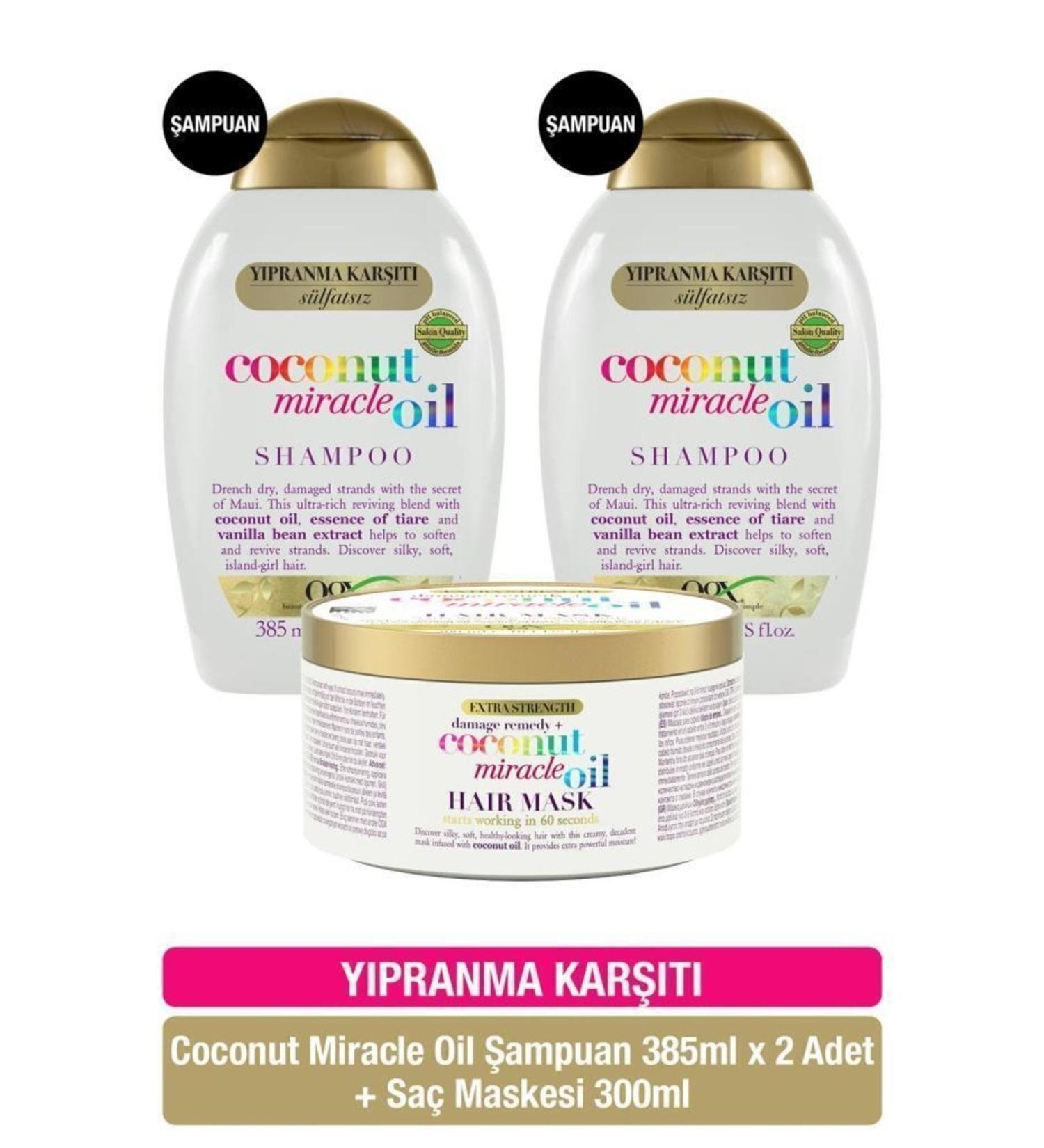 OGX Anti-Damage Coconut Miracle Oil Sulfate-Free Shampoo X2 Sulfate-Free Hair Mask