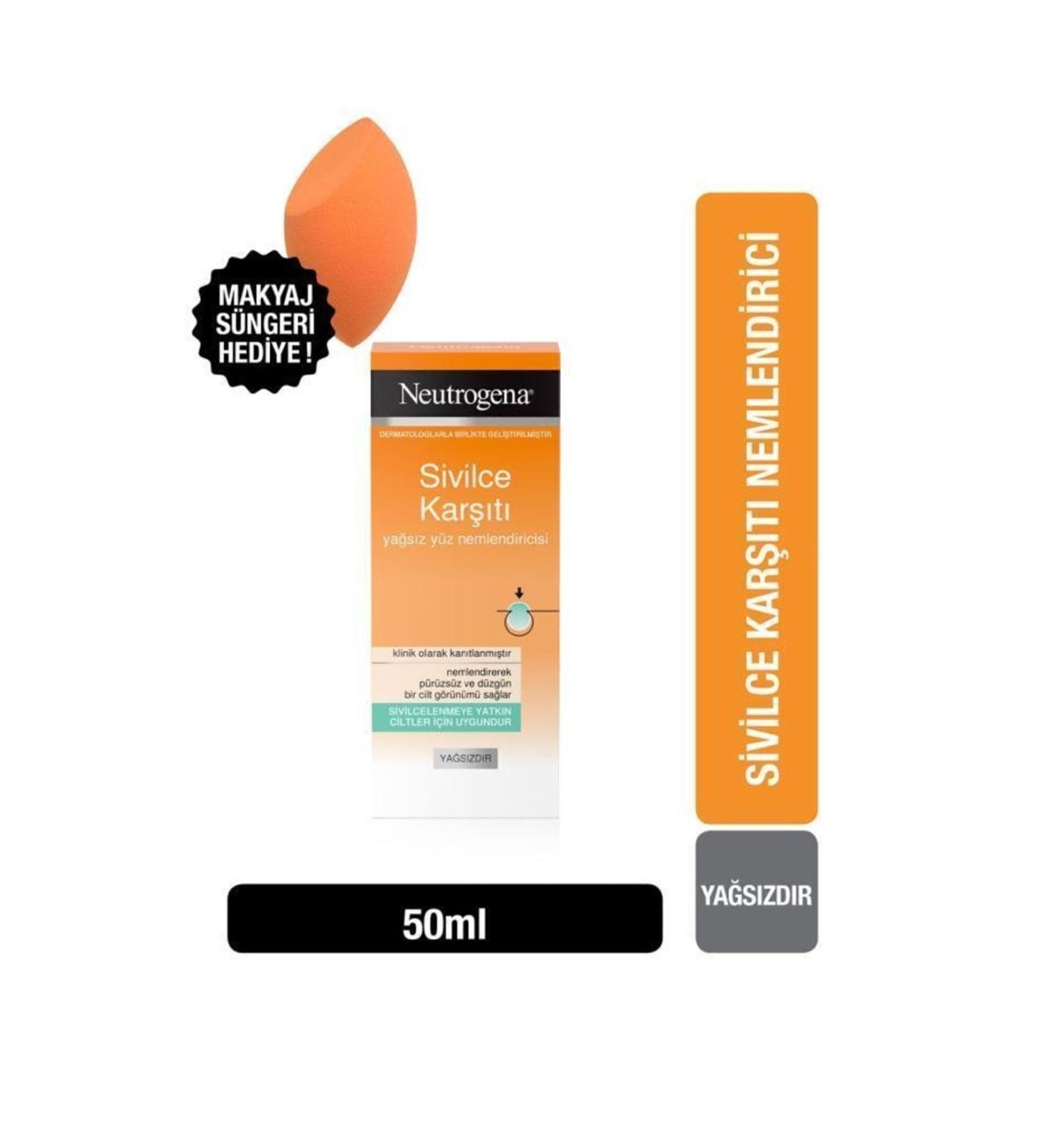 Neutrogena Anti-Acne Moisturizer 50 ml + Makeup Sponge Gift