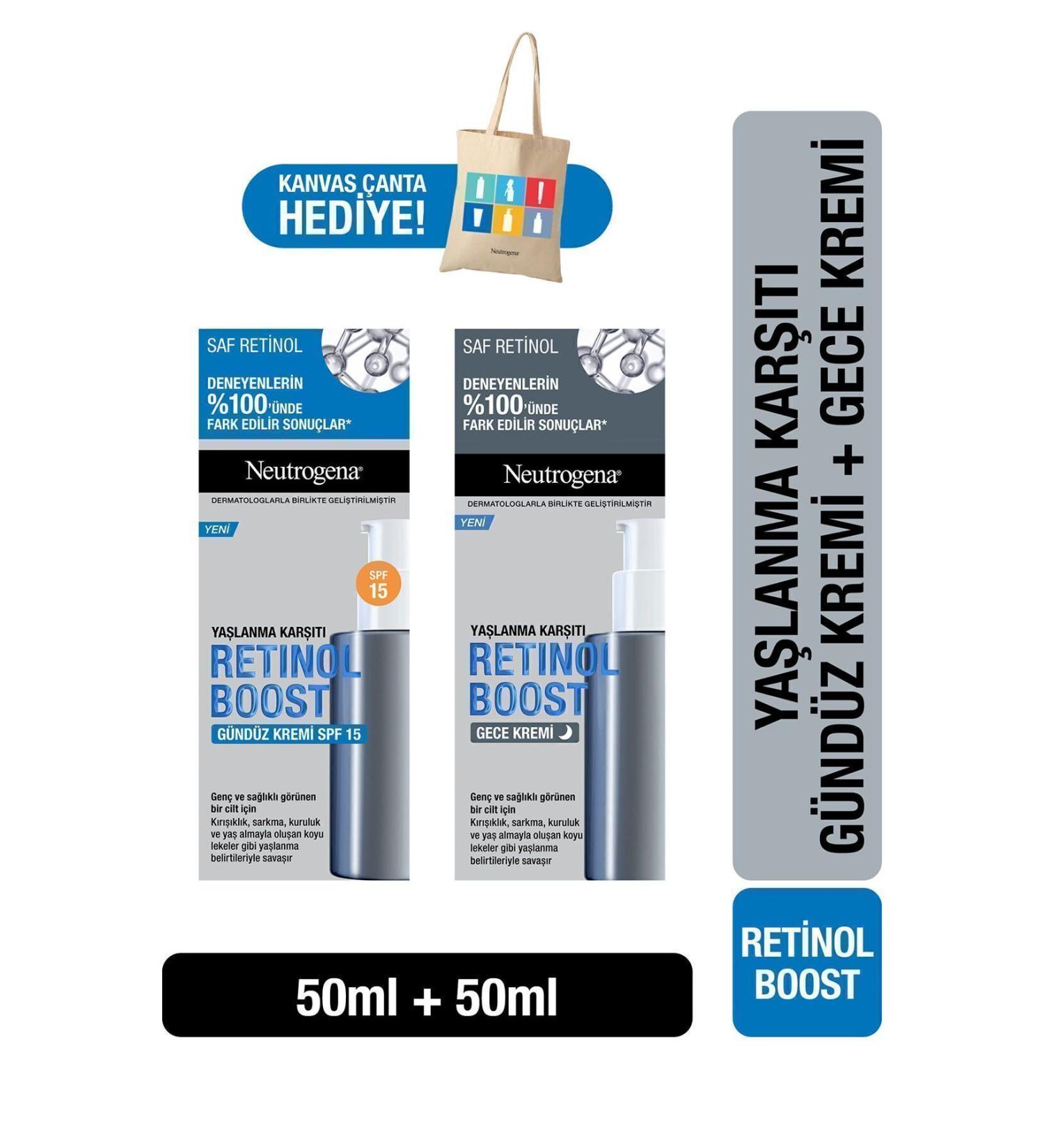 Neutrogena Retinol Boost Anti-Wrinkle Day Cream Antiaging + Retinol Boost Night Cream Gift Bag - Buy Online on GoSupps.com