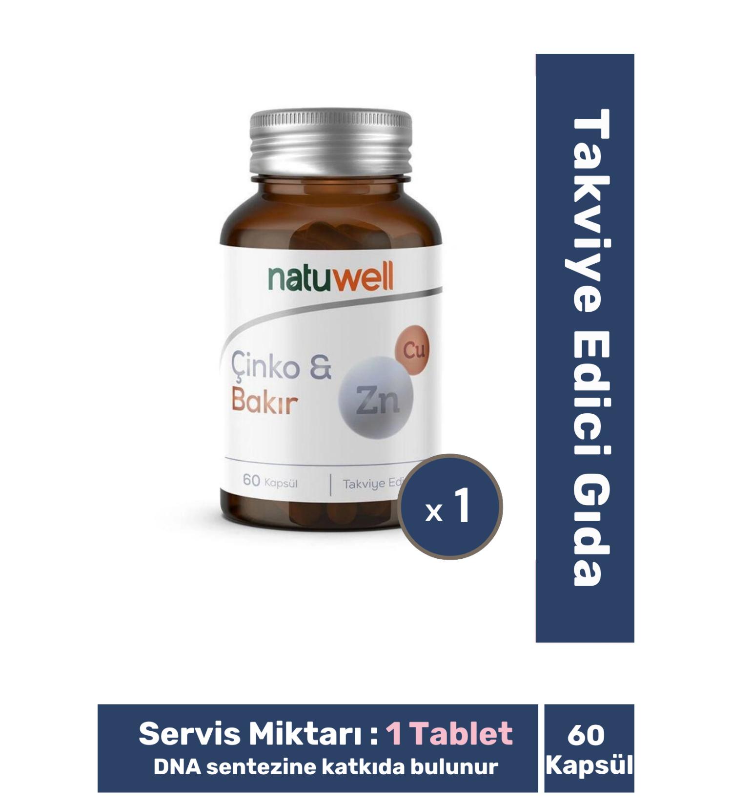 Fit1001 Natuwell Metabolism Health Zinc - Copper Food Supplement 60 Capsules