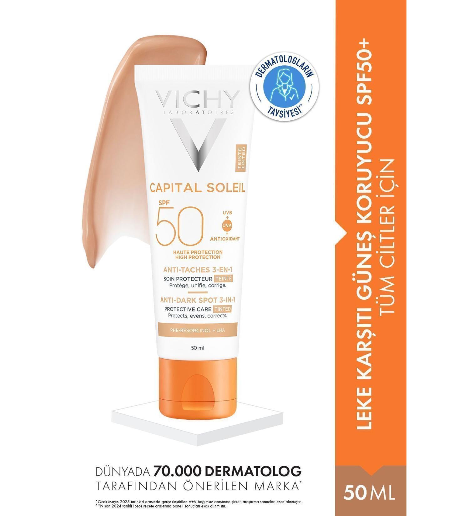 Vichy SPF50 SUN CREAM THAT PREVENTS SPOT PROLONGATION AND PROTECTS FROM RADIATION 50ML DEMB.396 - Buy Online on GoSupps.com