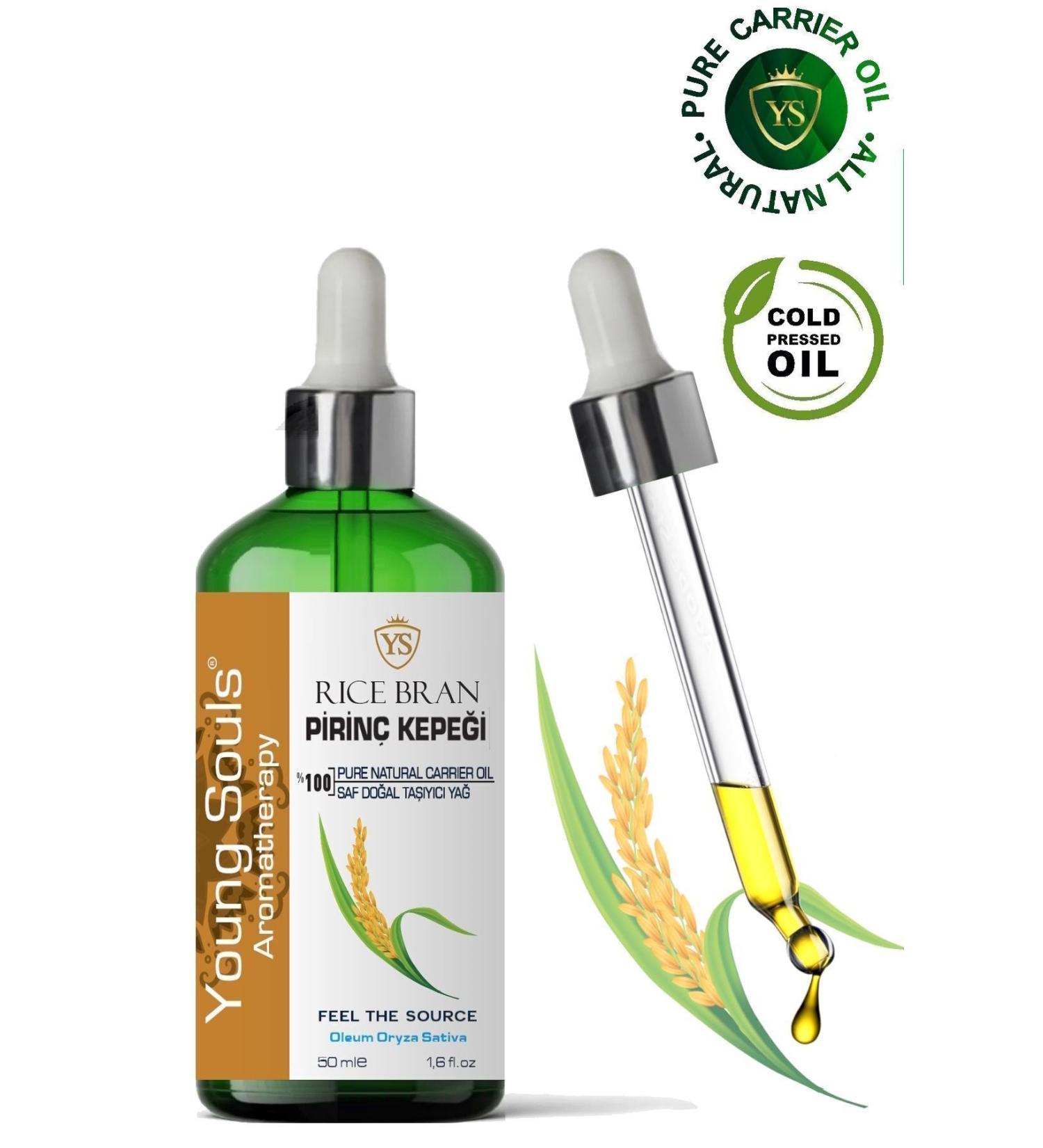 YOUNG SOULS Aromatherapy Rice Bran Carrier Oil Cold Pressed Rice Bran Oil Cold Pressed 50 ml - Buy Online on GoSupps.com