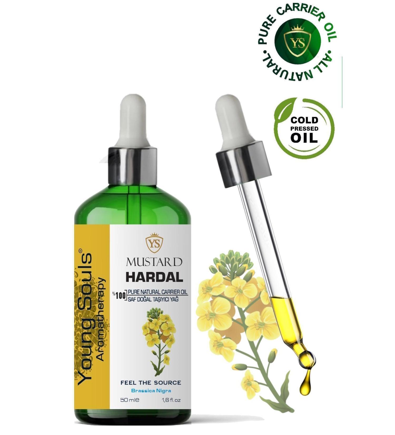 YOUNG SOULS Aromatherapy Mustard Carrier Oil ( Cold Pressed ) Mustard Herbal Carrier Oil ( Cold Pressed ) 50 ml