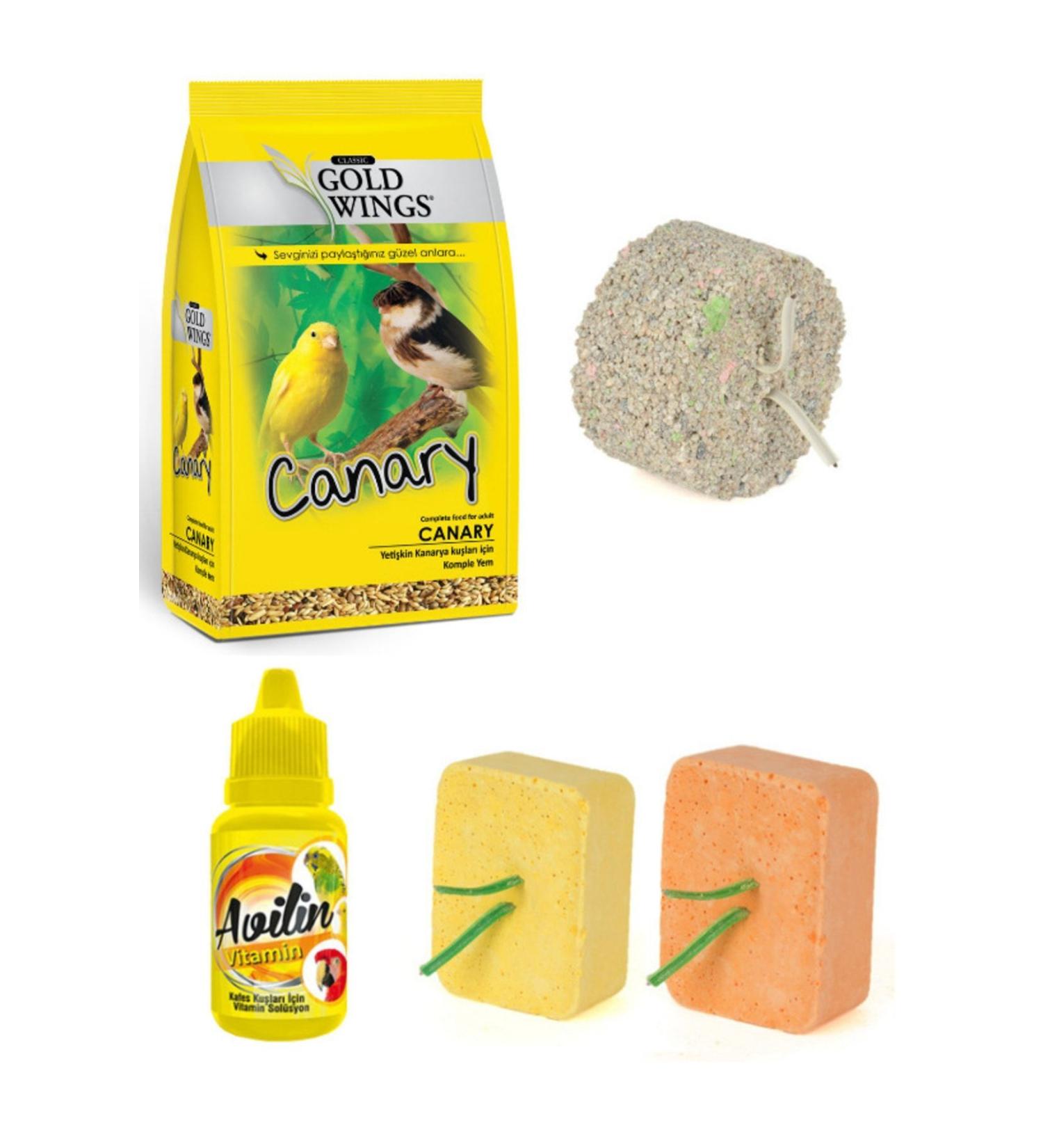 PureCanpati Canary Food + Bird Beak Stone + Vitamin Set
