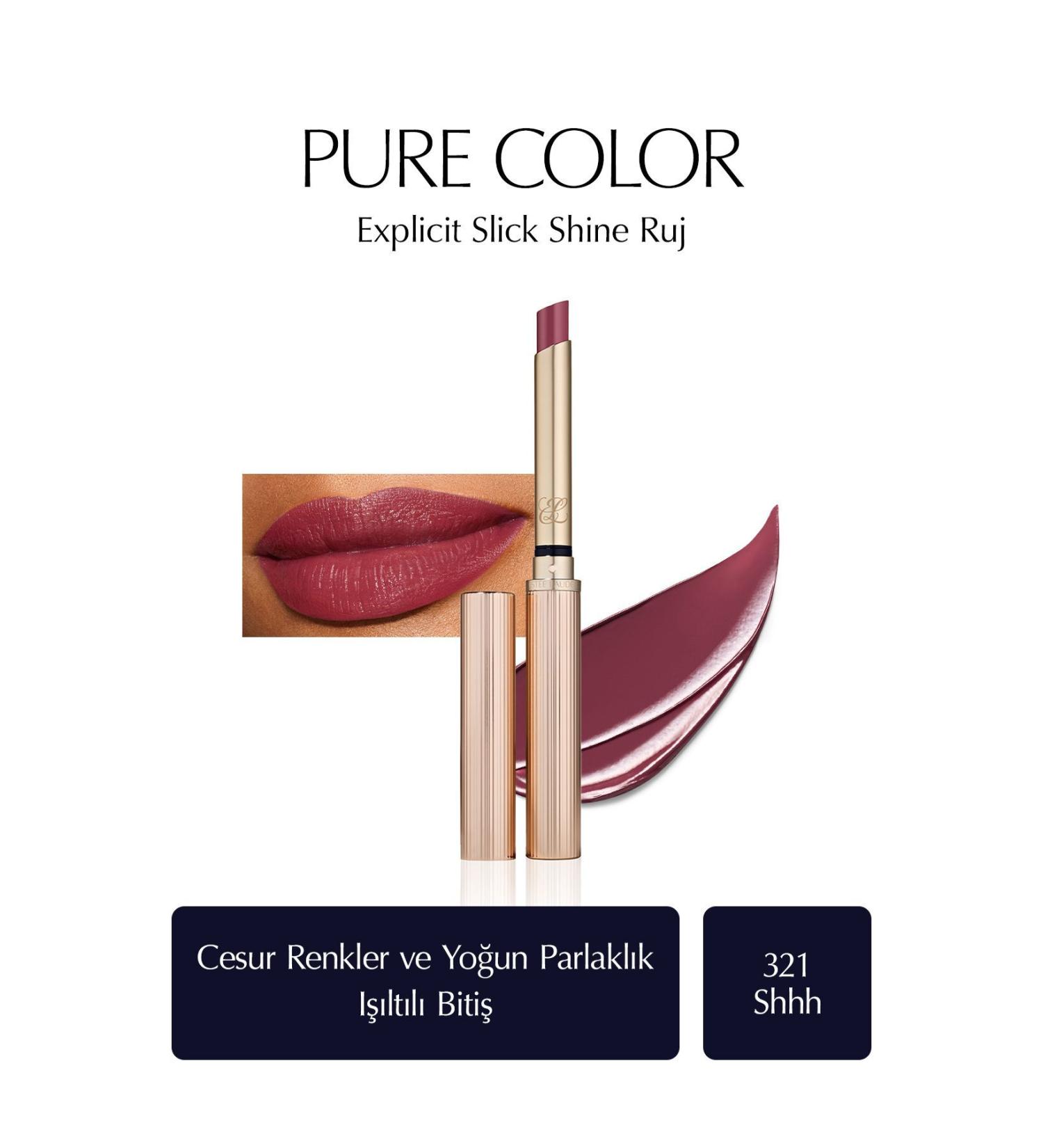 Estee Lauder Pure Color Explicit Slick Shine - Color: 321 Shhh Sparkling Finish Lipstick -