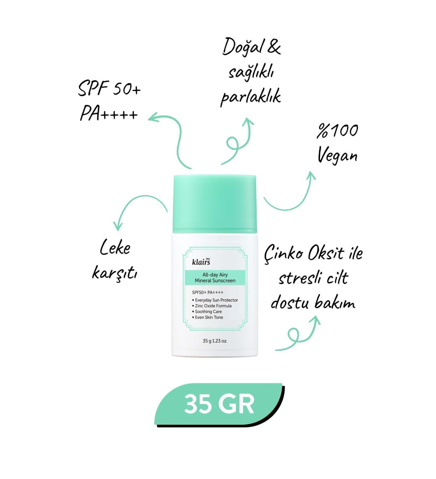 Dear Klairs All-day Airy Mineral Sunscreen Spf50 Pa (KORENDY) Sun Cream 35gr - Buy Online on GoSupps.com