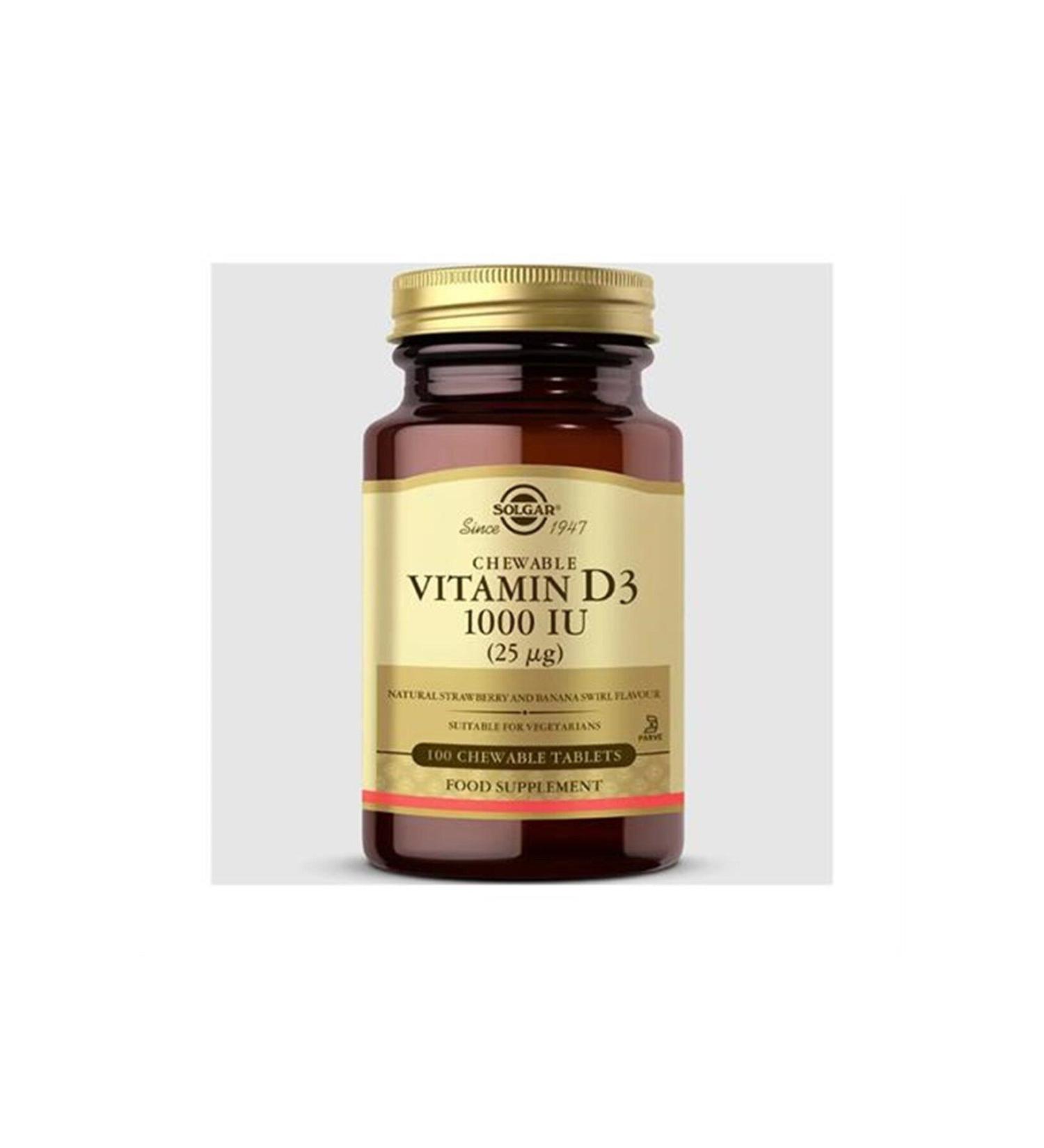 Solgar Vitamin D3 Cheaweble 1000 Iu 100 Tablets