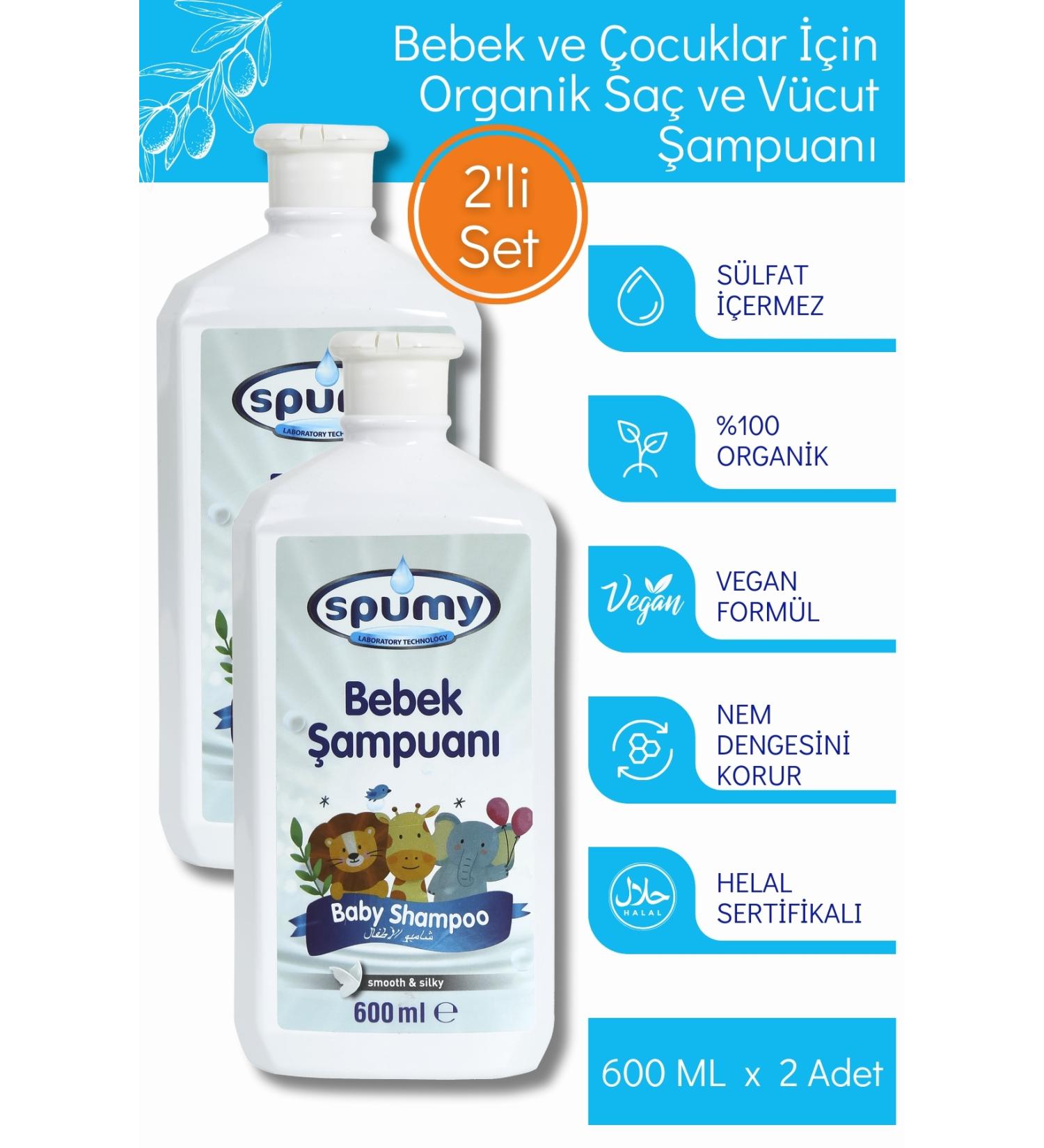 Spumy Organic Certified 2-Pack Sensitive Hair and Body Baby Shampoo - 600 ml x 2 - Buy Online on GoSupps.com