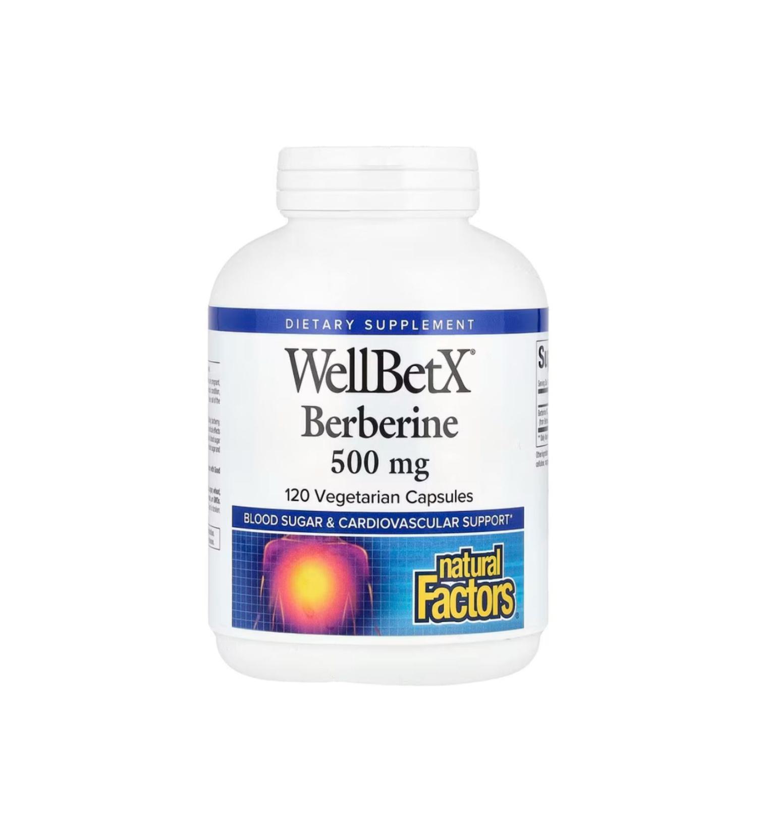 Natural Factors WellBetX Berberine 500 mg 120 Vegetarian Capsules