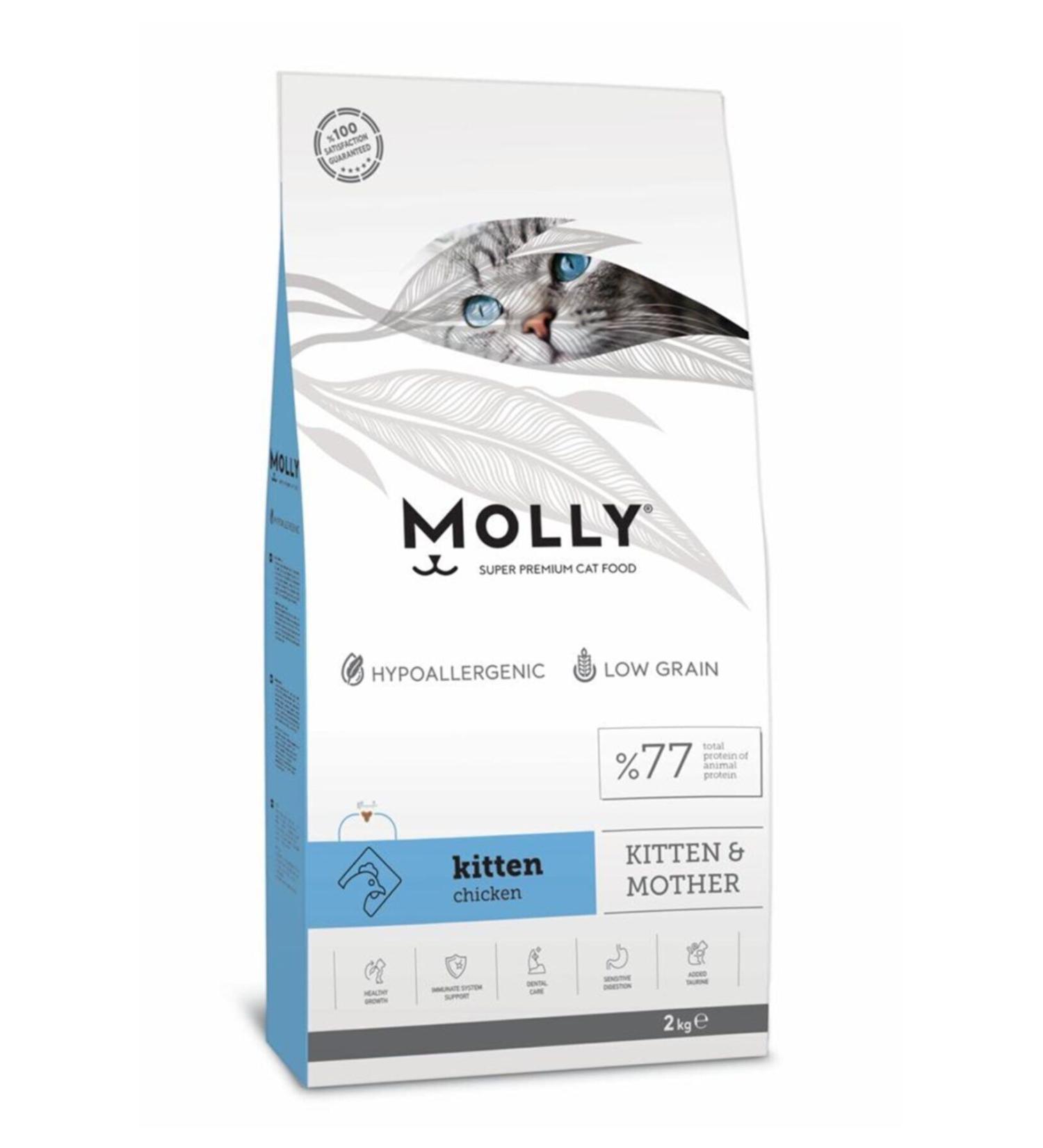Molly Low Grain Hypoallergenic Chicken Kitten Cat Food 2 Kg