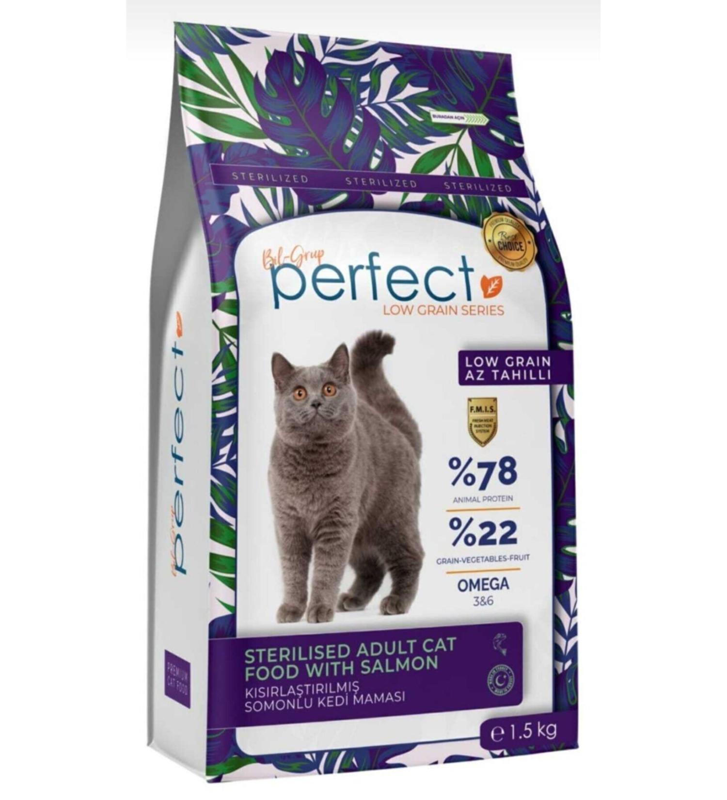 PERFECT Low Grain Sterilized Cat Food with Salmon 1.5 Kg