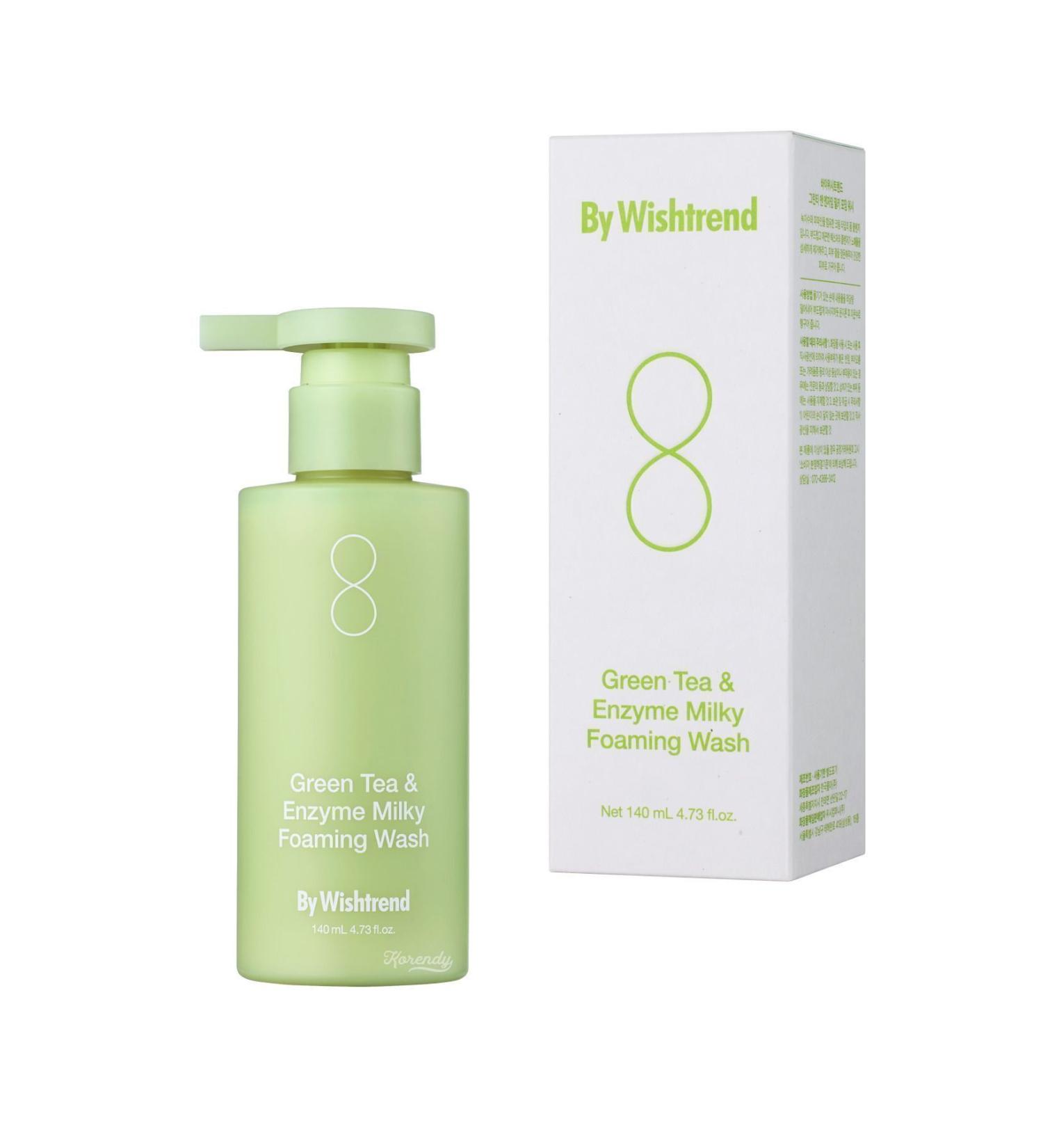 By Wishtrend Green Tea & Enzyme Milky Foaming Wash (KORENDY) Green Tea Moisturizing Gentle Cleanser 140ml - Buy Online on GoSupps.com