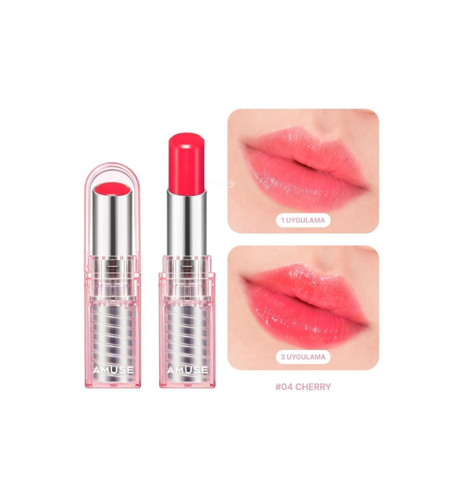 Amuse Dew Balm (KORENDY) Tinted Vegan Collagen Nourishing Lip Balm 3.2g #04 Cherry