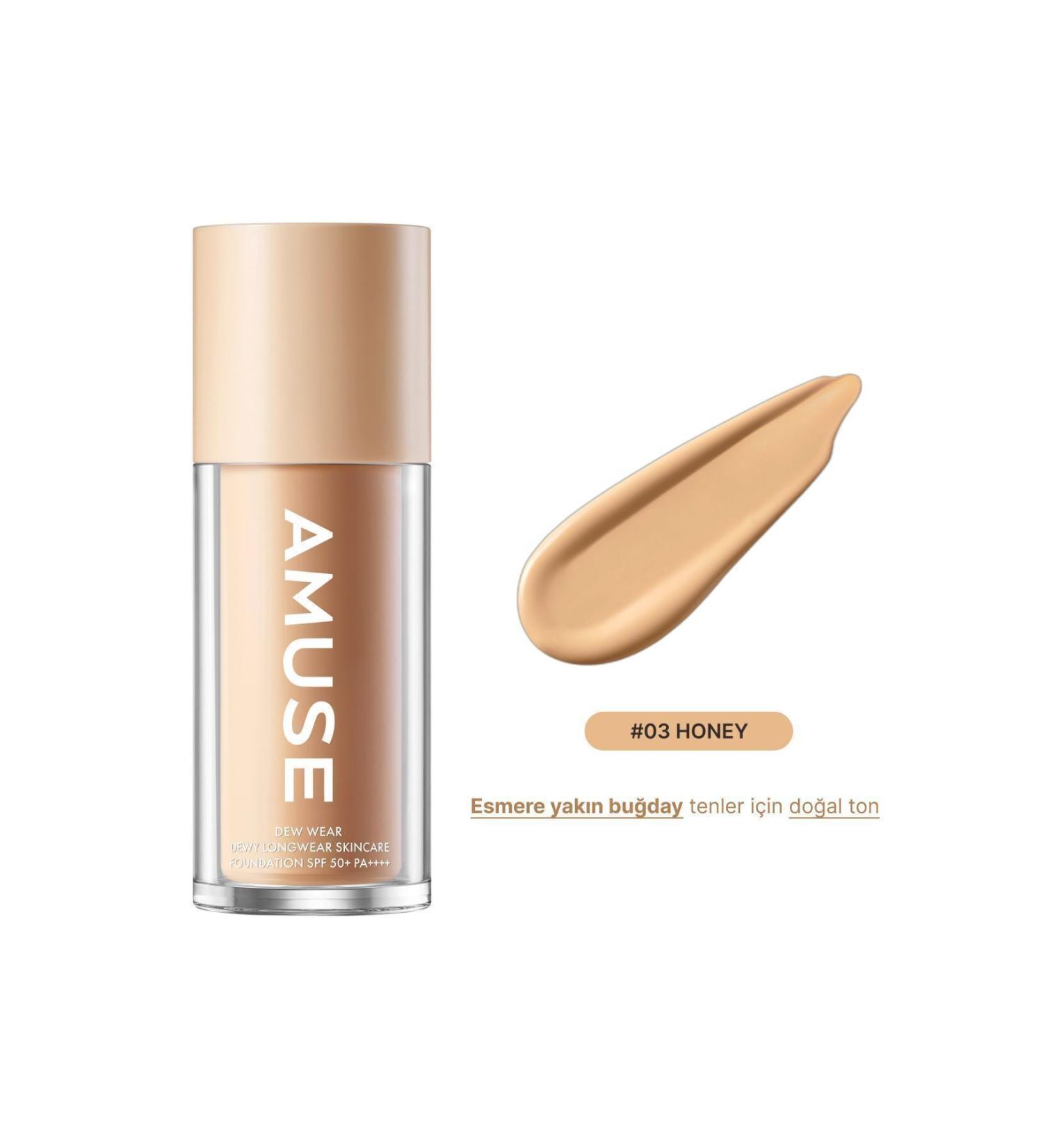 Amuse Dew Wear Foundation (KORENDY) Natural Concealer Foundation with Lasting Brightening Effect 35ml #03 Honey - Buy Online on GoSupps.com
