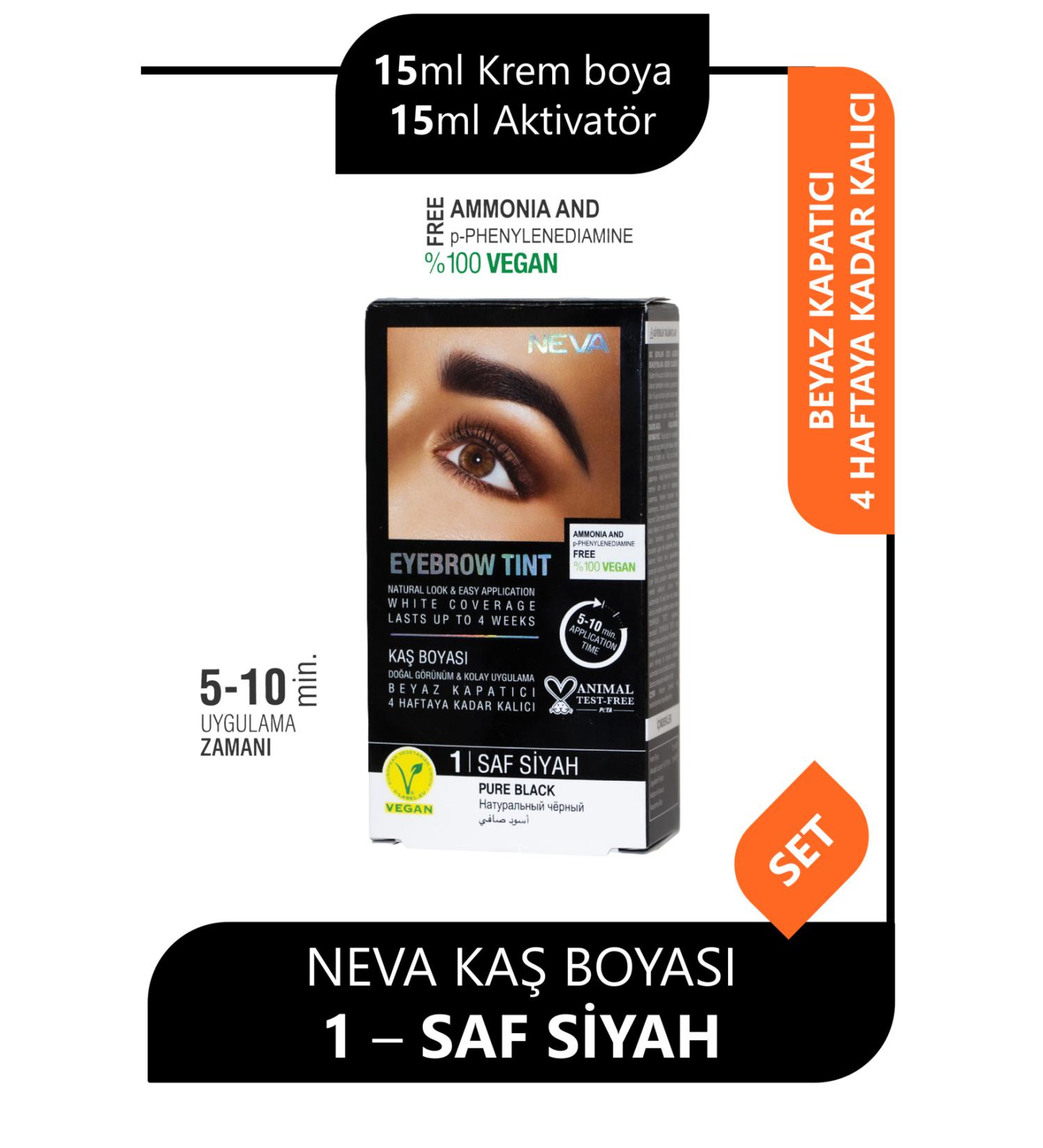 Neva Eyebrow Tint Eyebrow Dye 15ml (vegan) 1 Pure Black - Buy Online on GoSupps.com