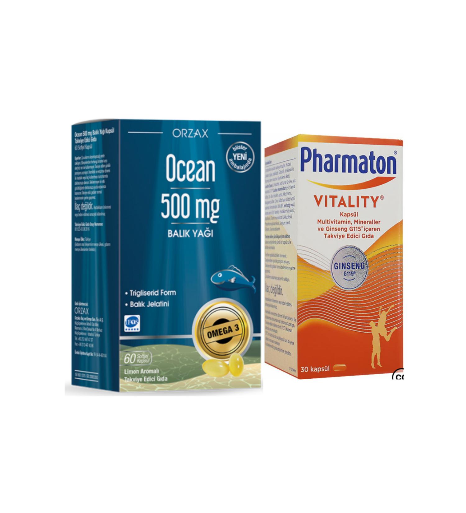 Ocean Omega-3 Fish Oil 500 Mg 60 Capsules Pharmaton Vitality 30 Tablets