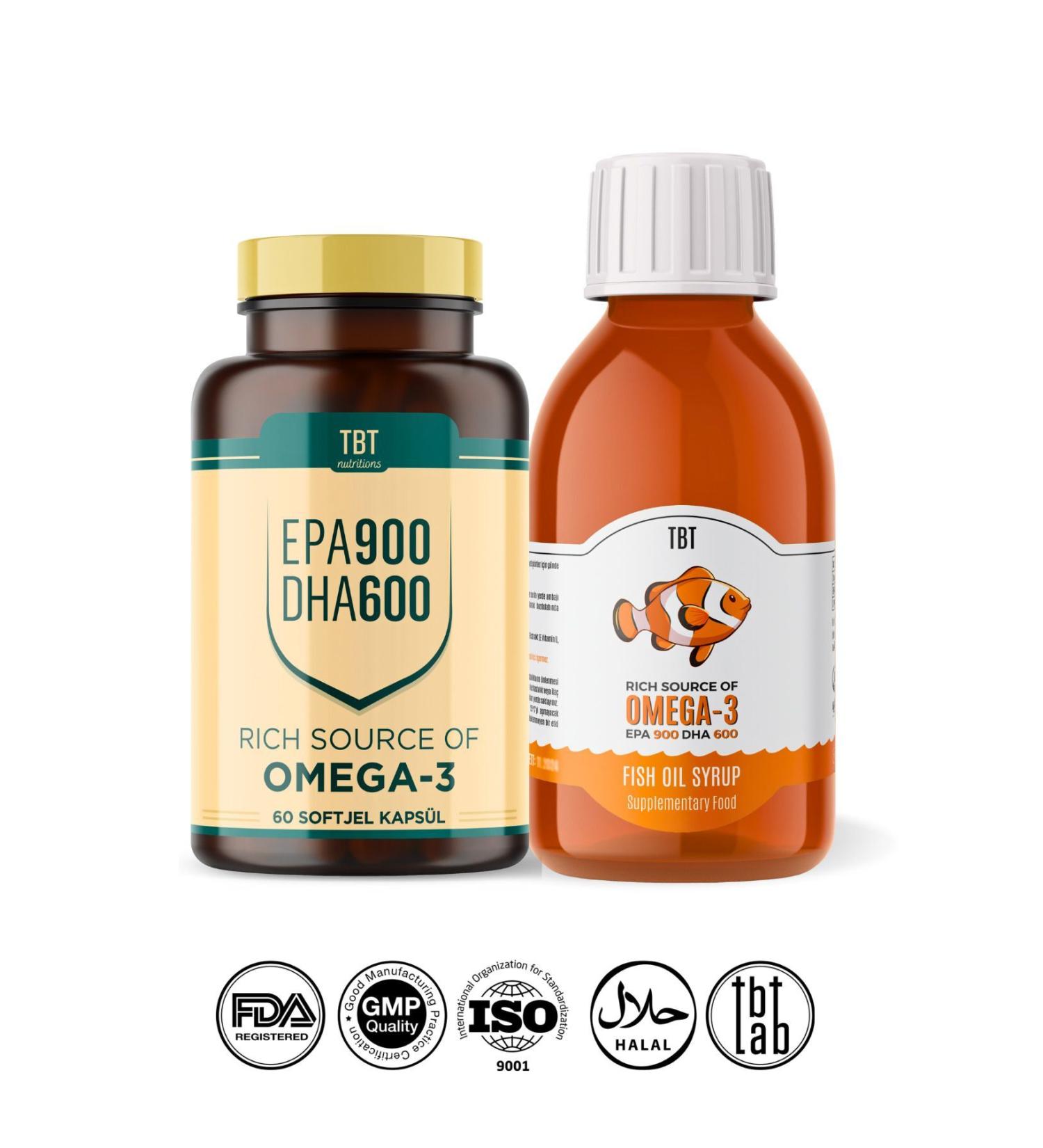 Tabitat Natural Scandinavian Omega-3 Rich Fish Oil Syrup and Softgels - 150ml / 60 Softgels