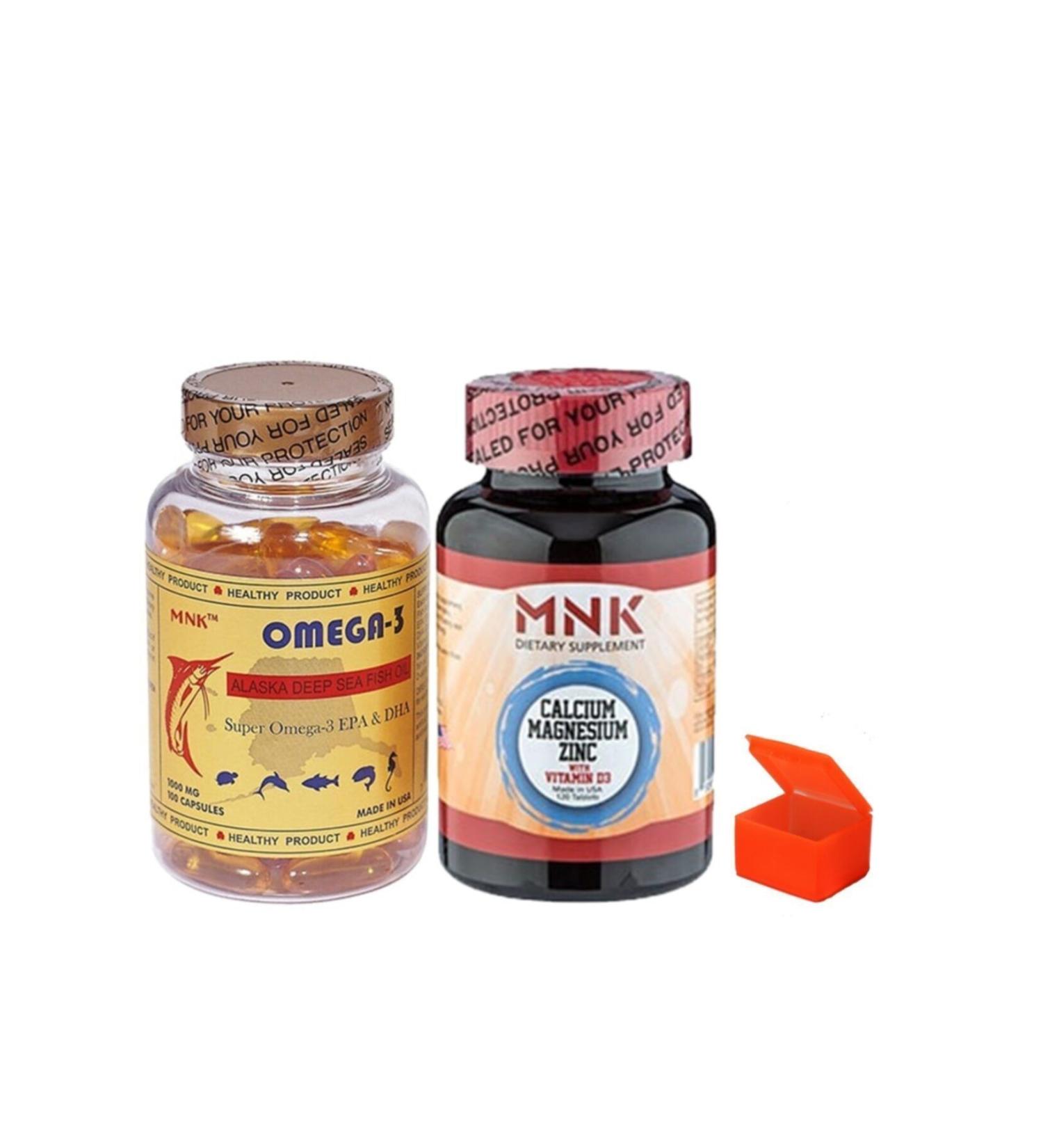 Mnk Omega3 100 Softgel Calcium Magnesium Zinc 120 Tablets Pill Box - Buy Online on GoSupps.com