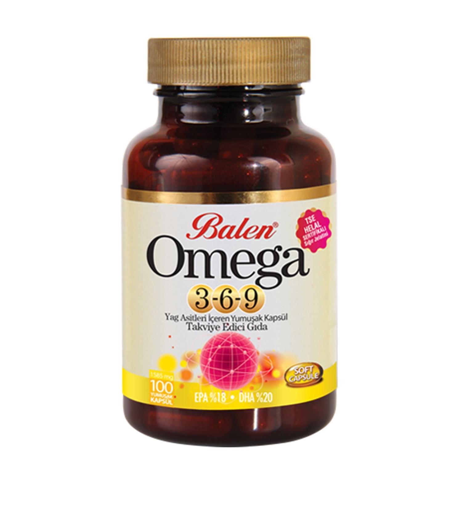 Balen Omega 3-6-9 Omega 3 6 9 100 Softgels X 1585 Mg Fish Oil Omega 3 Softgels
