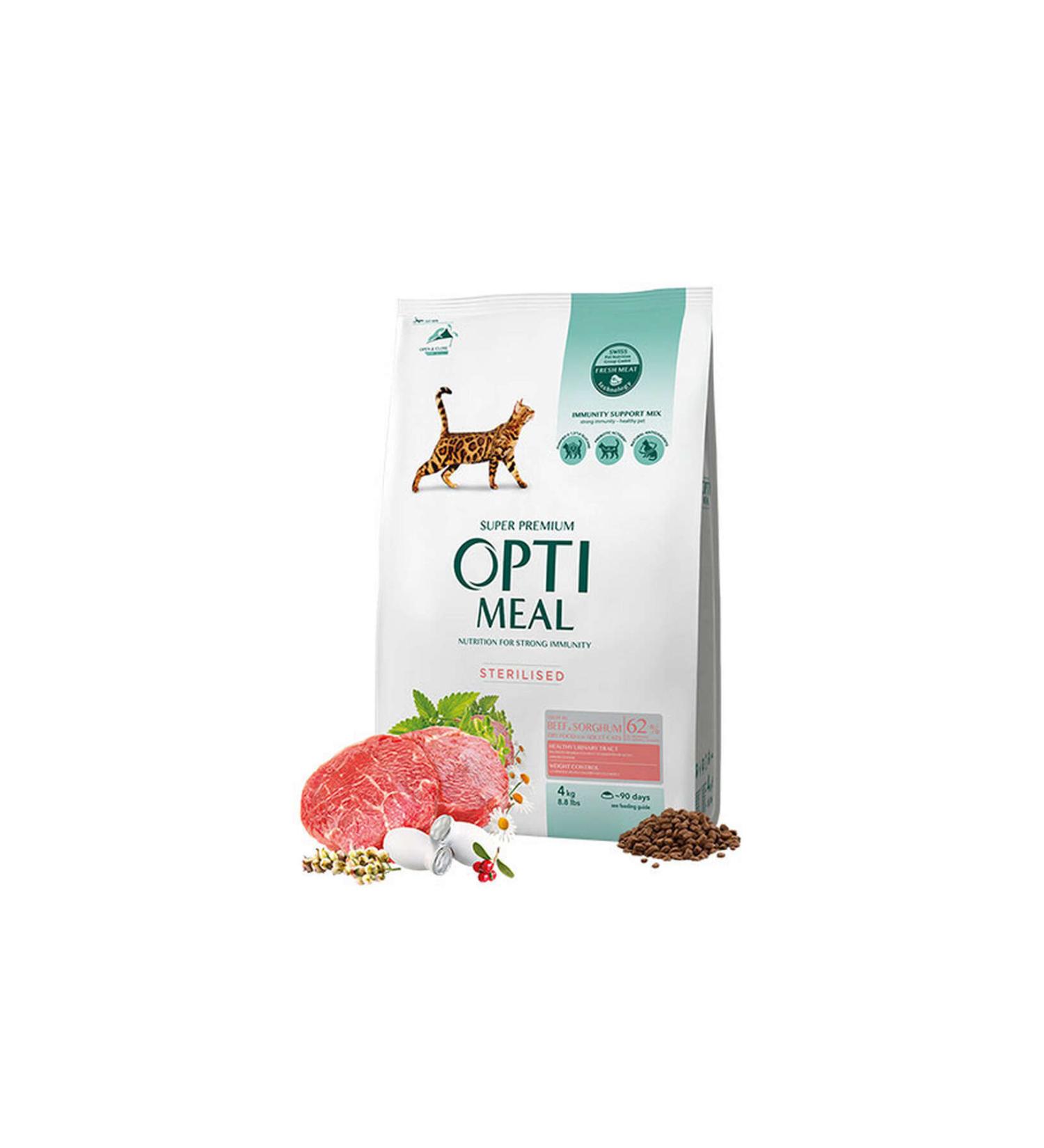 OptiMeal Super Premium Beef-Sorghum Sterilized Cat Food 4 Kg 451121