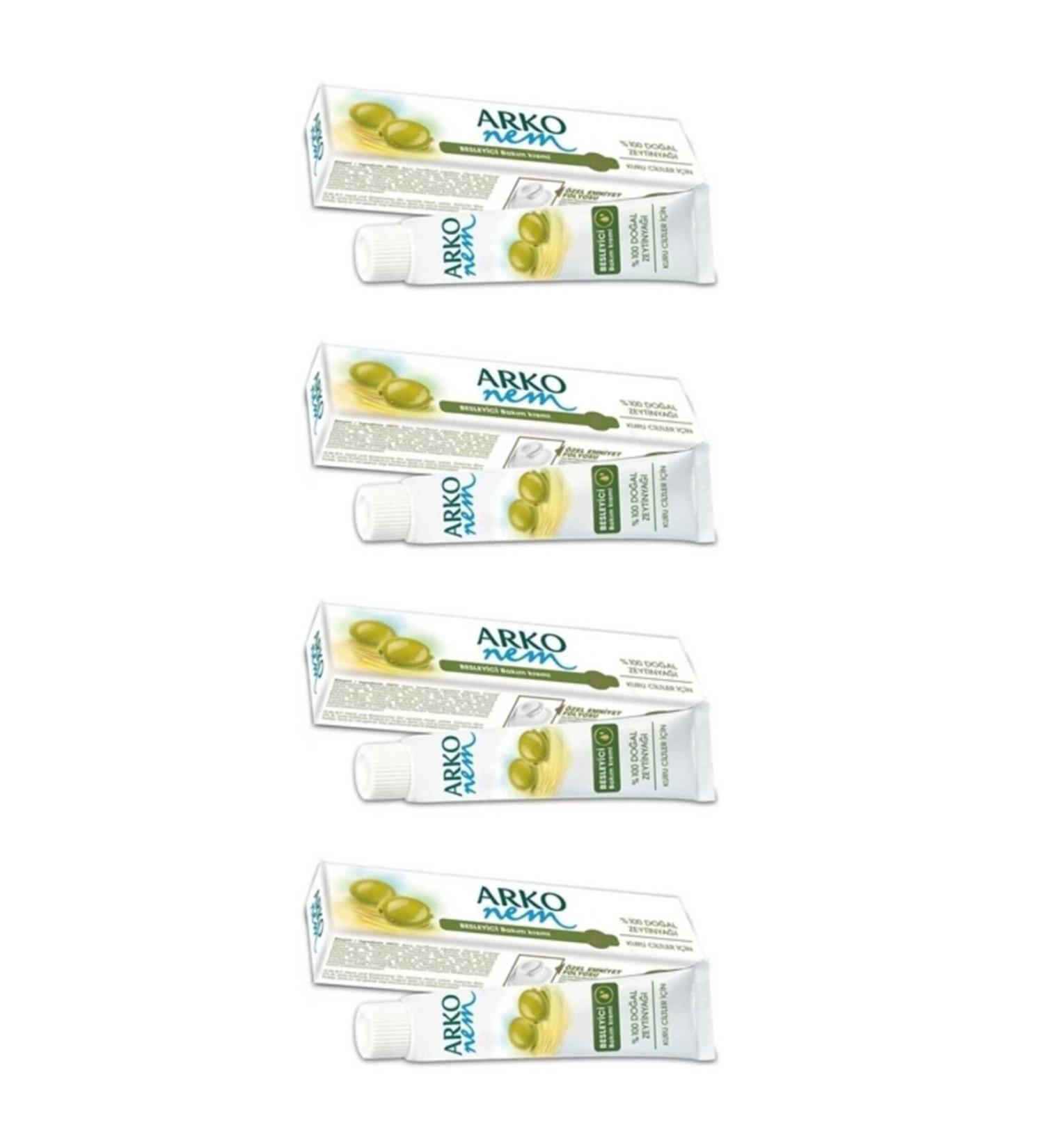 Arko 4 Pieces Natural Olive Oil Hand and Body Care Cream 20 cc