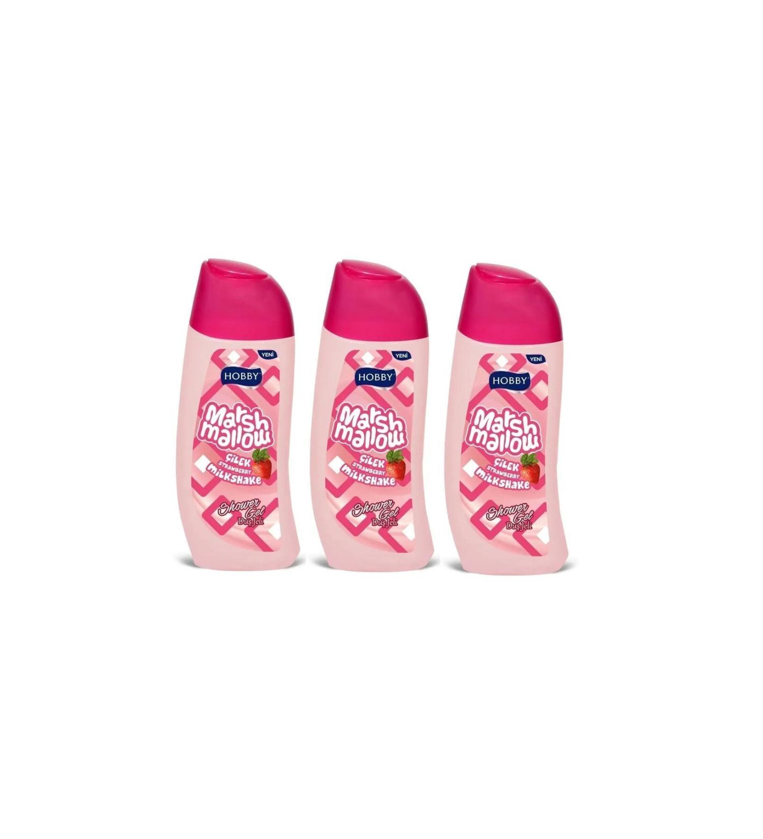 Hobby Shower Gel Marshmallow Milkshake Strawberry 500 ml X 3 Pieces