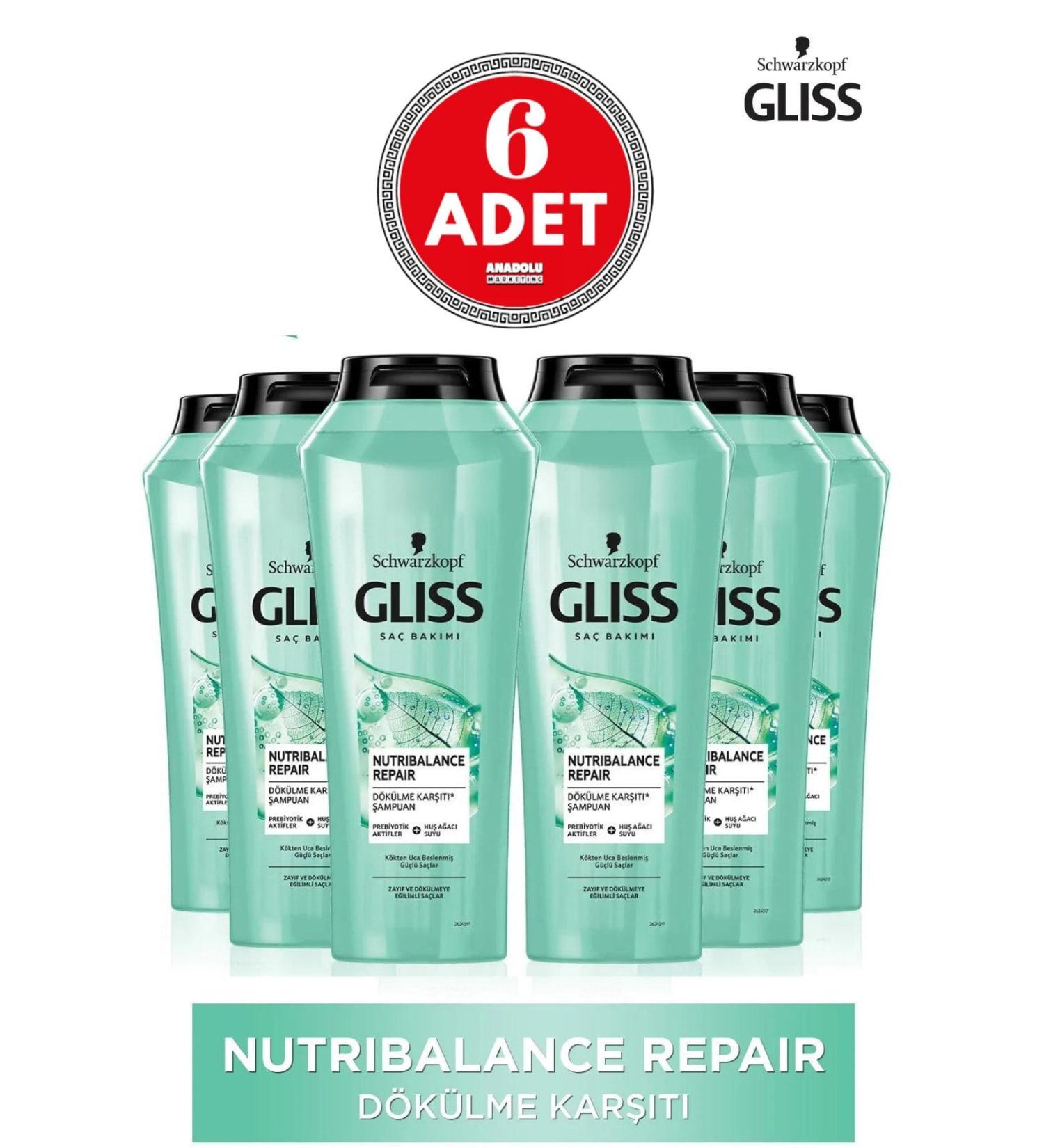 Gliss Nutribalance Repair Anti Hair Loss Shampoo 500 ml 6 Pieces - Buy Online on GoSupps.com