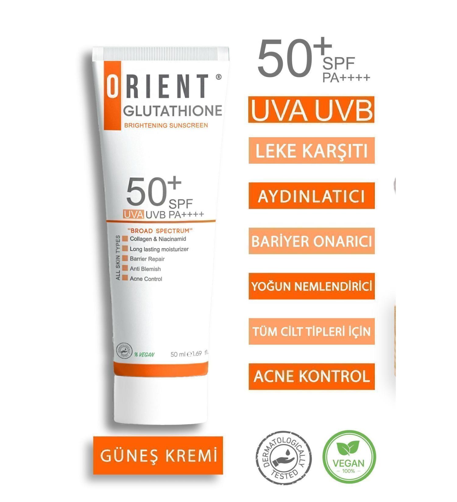 Orient Glutathione and Collagen High Protection Anti-Spot Sunscreen SPF 50 Vegan - Buy Online on GoSupps.com